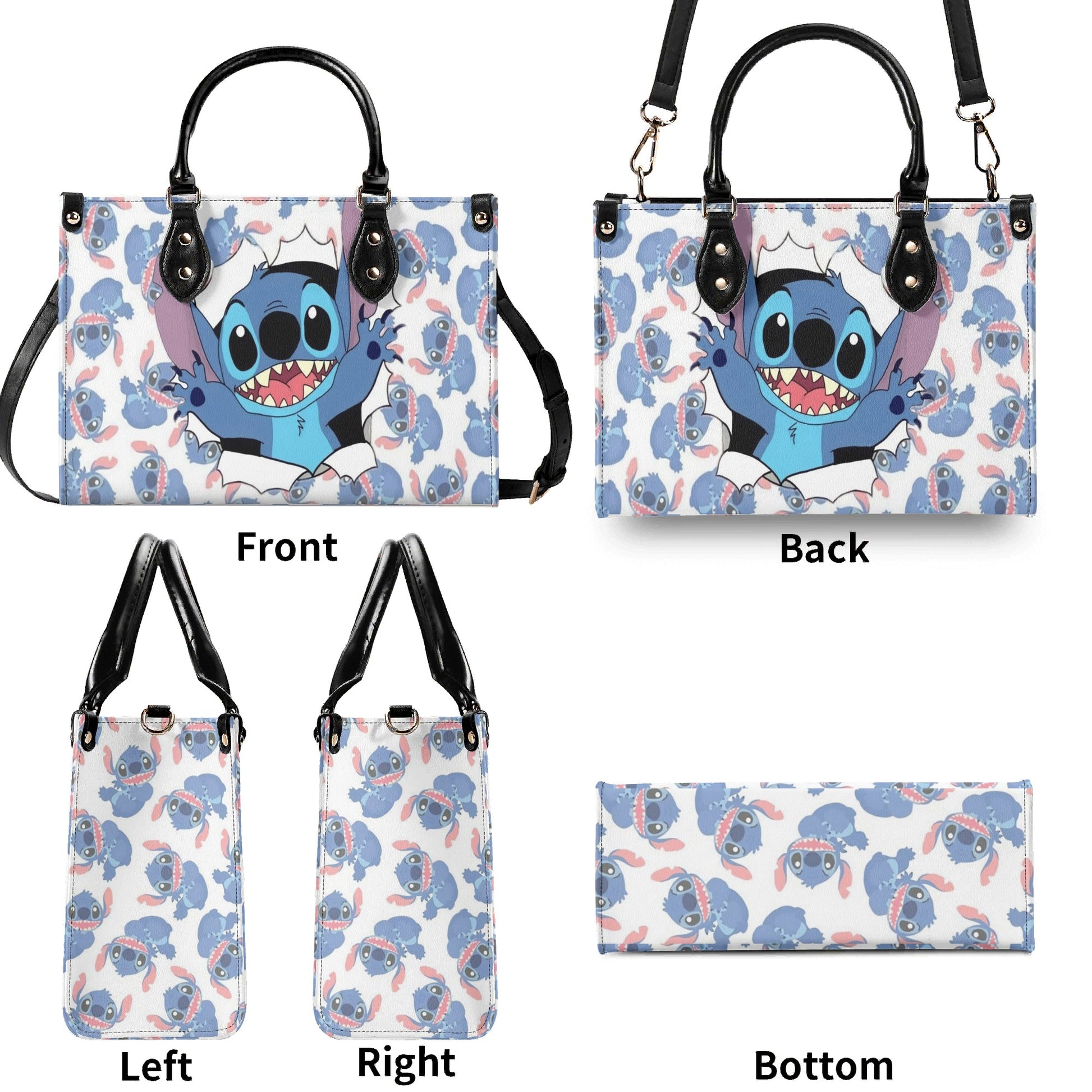 Stitch Halloween Leather Handbag, Cute Cartoon Anime Tote Bag for Women, Women’s Halloween Accessory Handbag