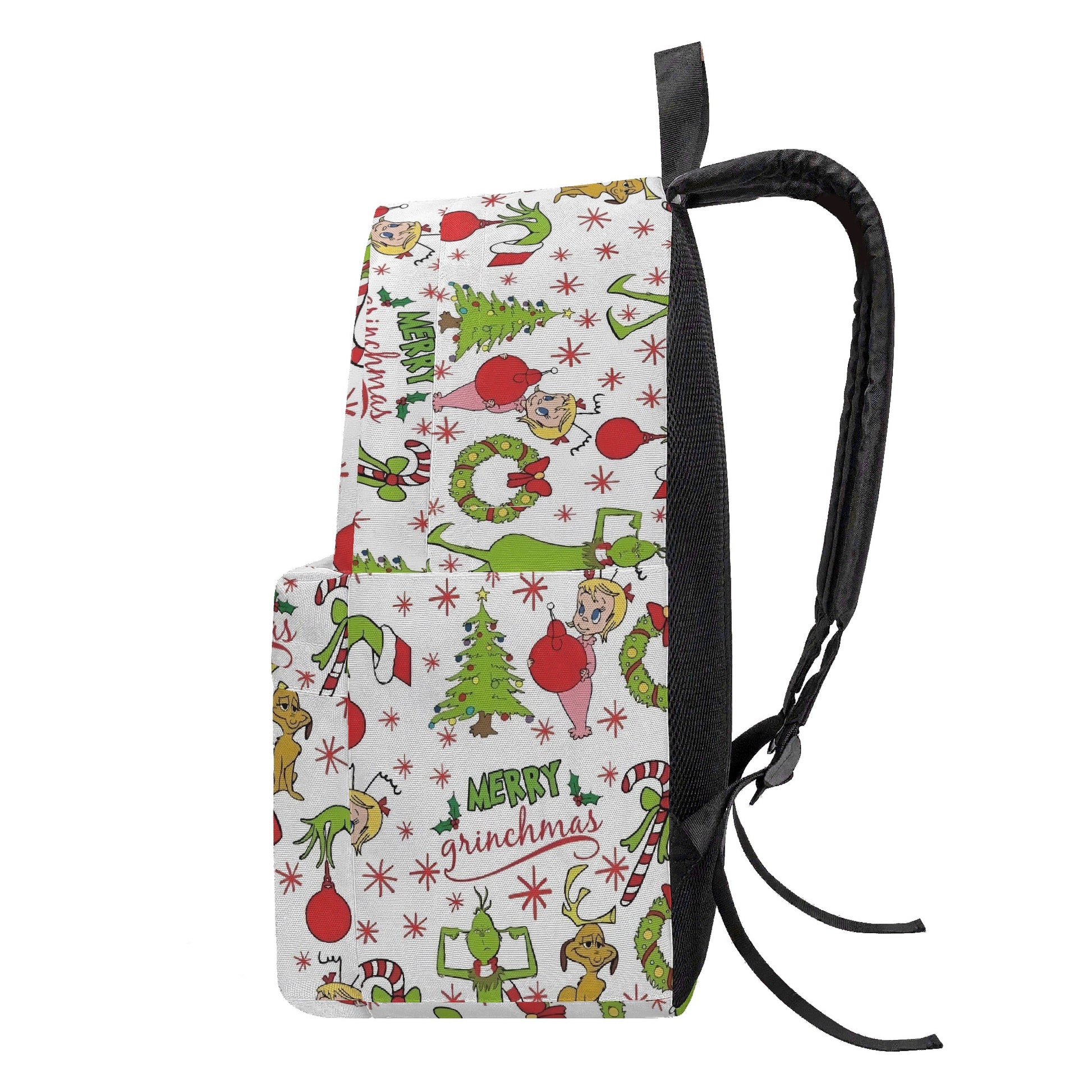 Grinch Backpack Merry Grinchmas, Cute Holiday Pattern, Christmas Gift, Allover Print, School Travel Bag BPGR28