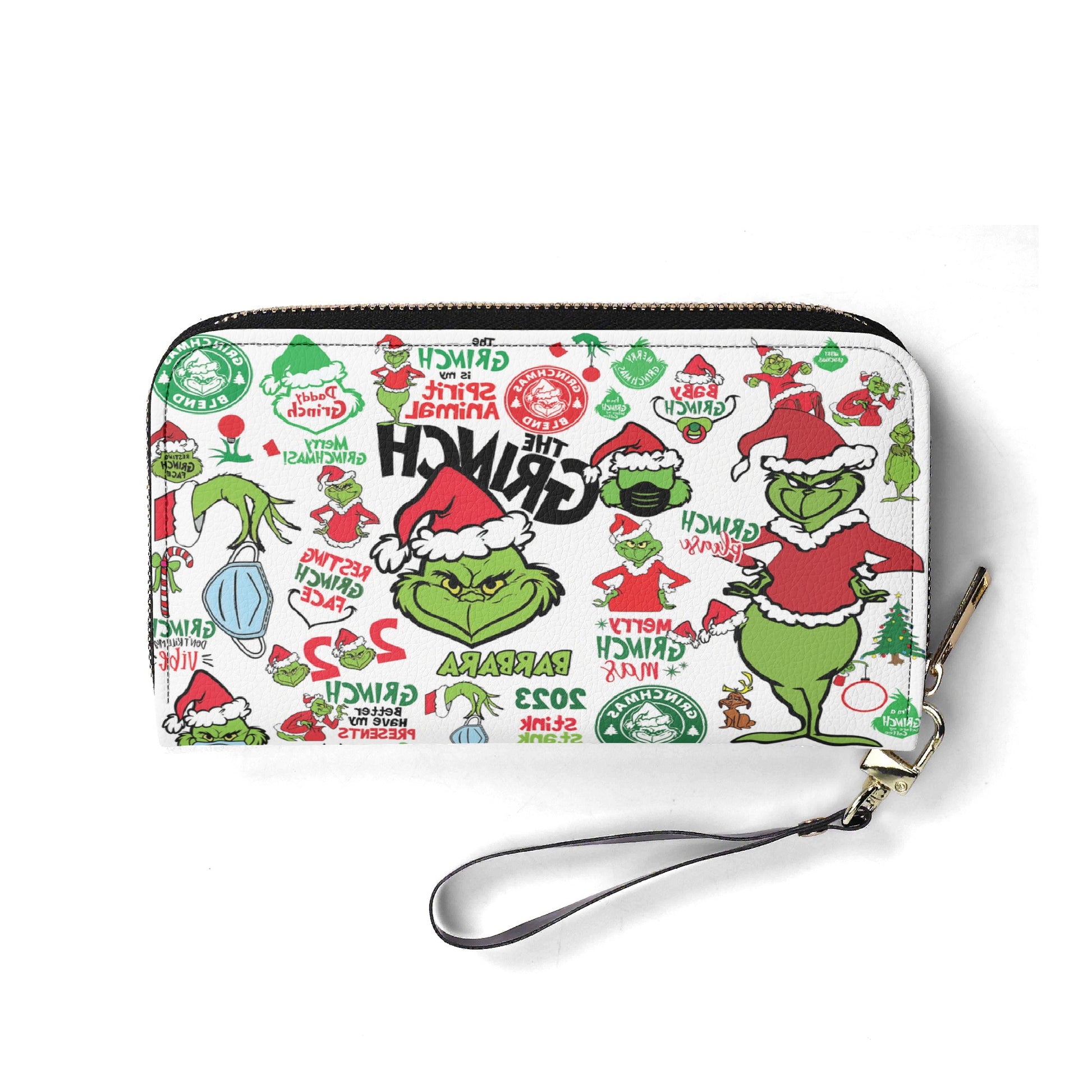 Christmas Grinch Santa HandBag, Funny Holiday Leather Bag, Personalized Christmas Gift, Grinchmas Purse, Festive Winter Accessory