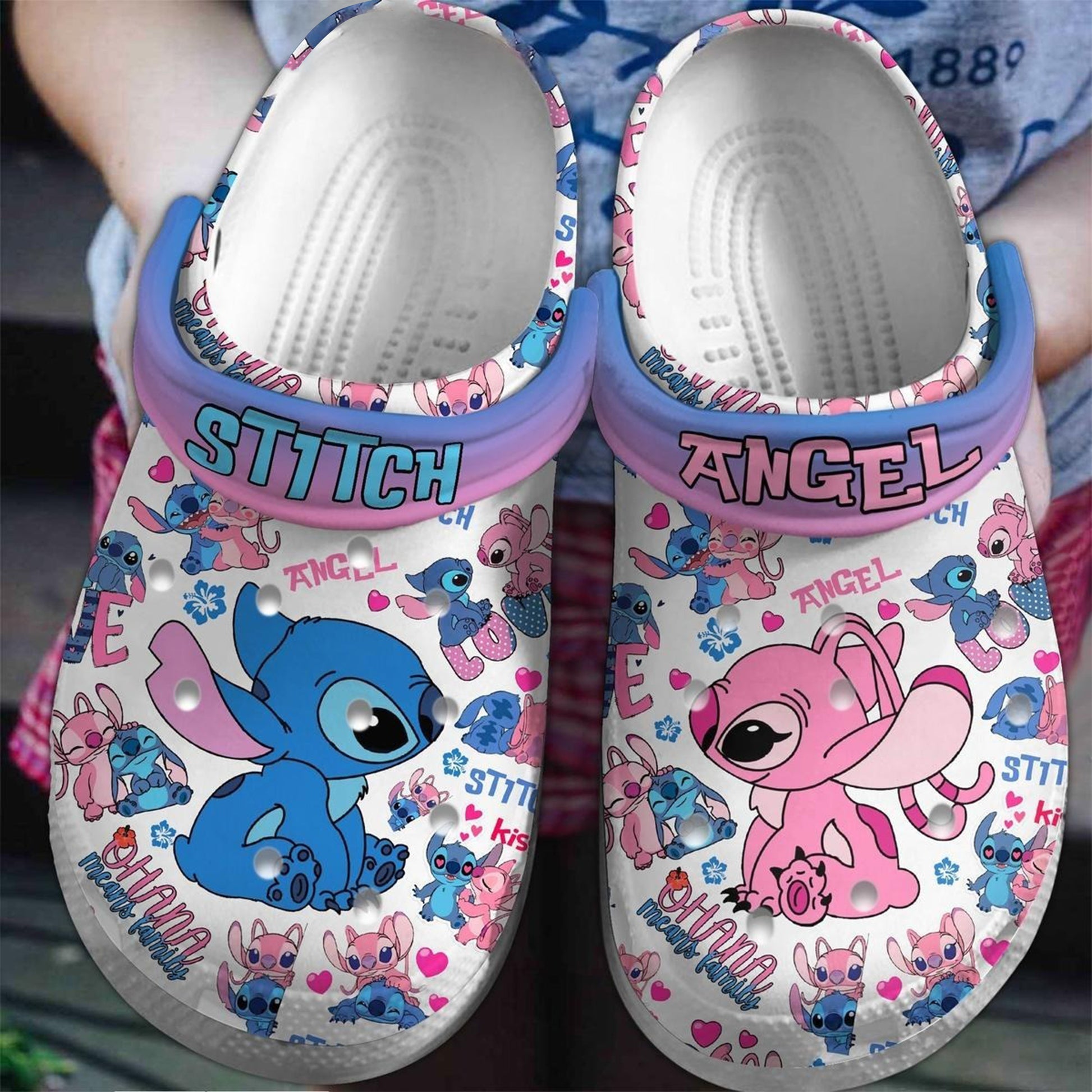 Stitch And Angel Cartoon Clogs Shoes, Stitch Shoes, Stitch Sandals, Funny Slippers, Clogs and Mules, Custom Summer Shoes