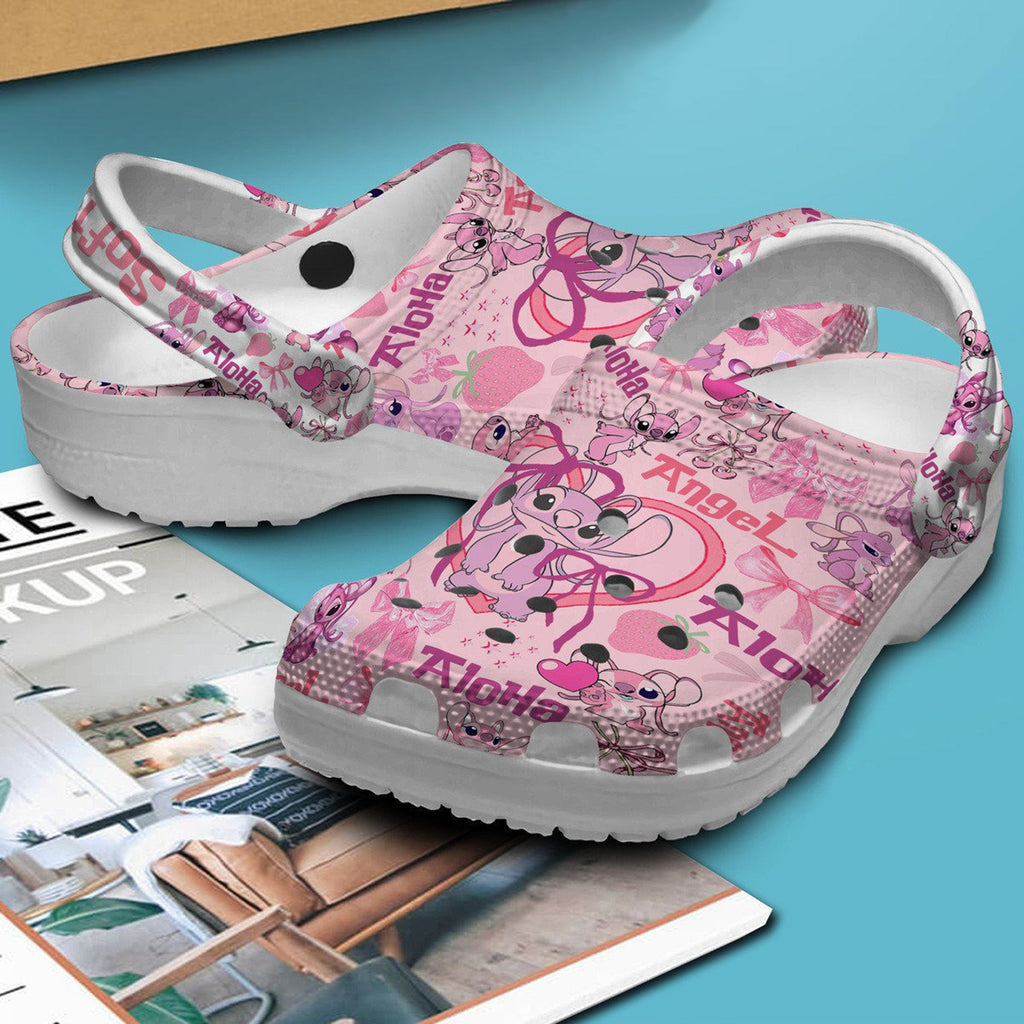 Angel Cartoon Clogs Shoes, Custom Name Shoes, Stitch Shoes, Aloha Crocs, Funny Slippers, Clogs and Mules Shoes