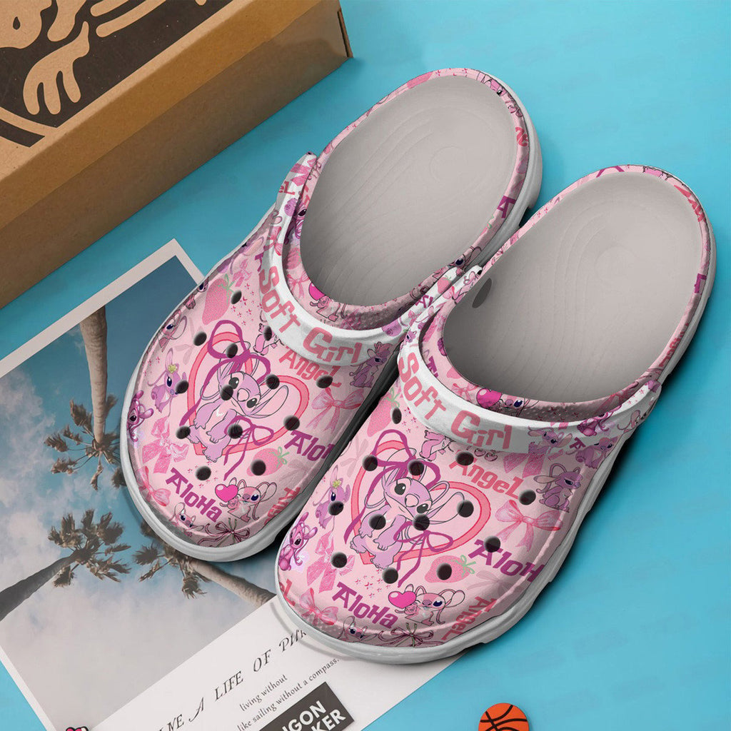 Angel Cartoon Clogs Shoes, Custom Name Shoes, Stitch Shoes, Aloha Crocs, Funny Slippers, Clogs and Mules Shoes