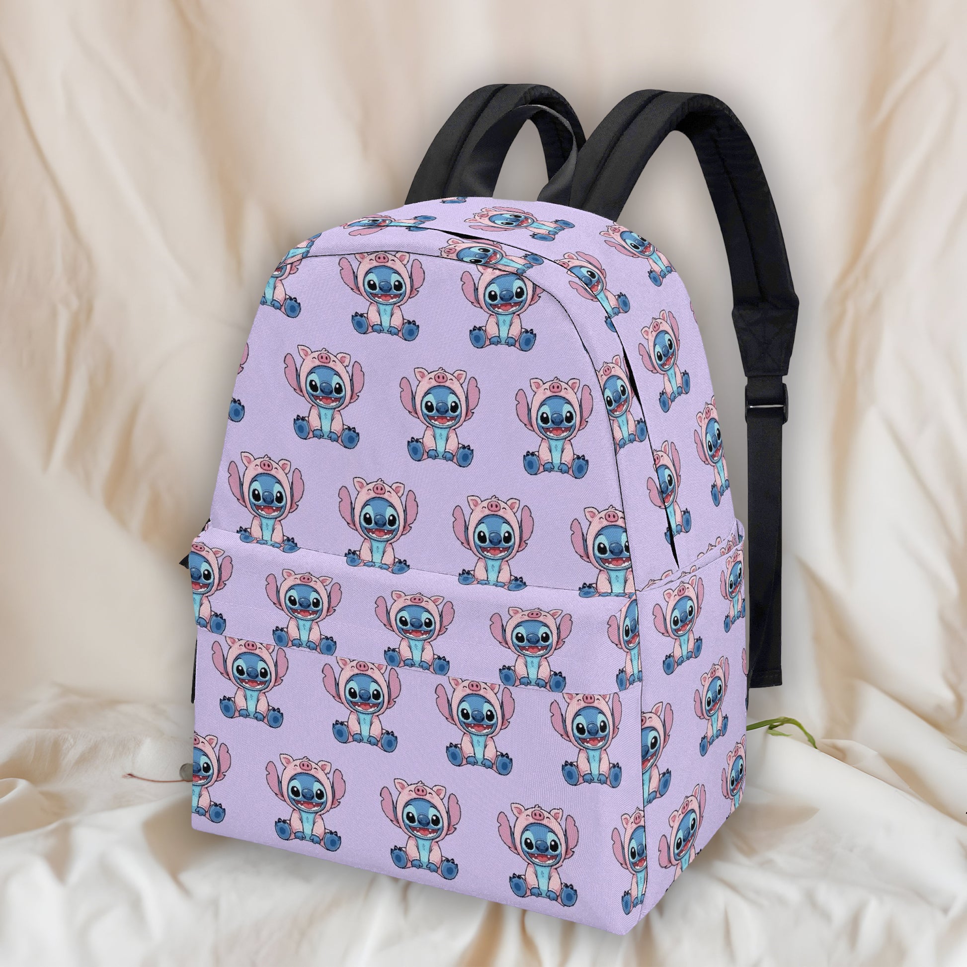 Stitch Pig Backpack, Cute Piggy Costume Print, Kawaii Purple Daypack for Fans & Kids BPGR26