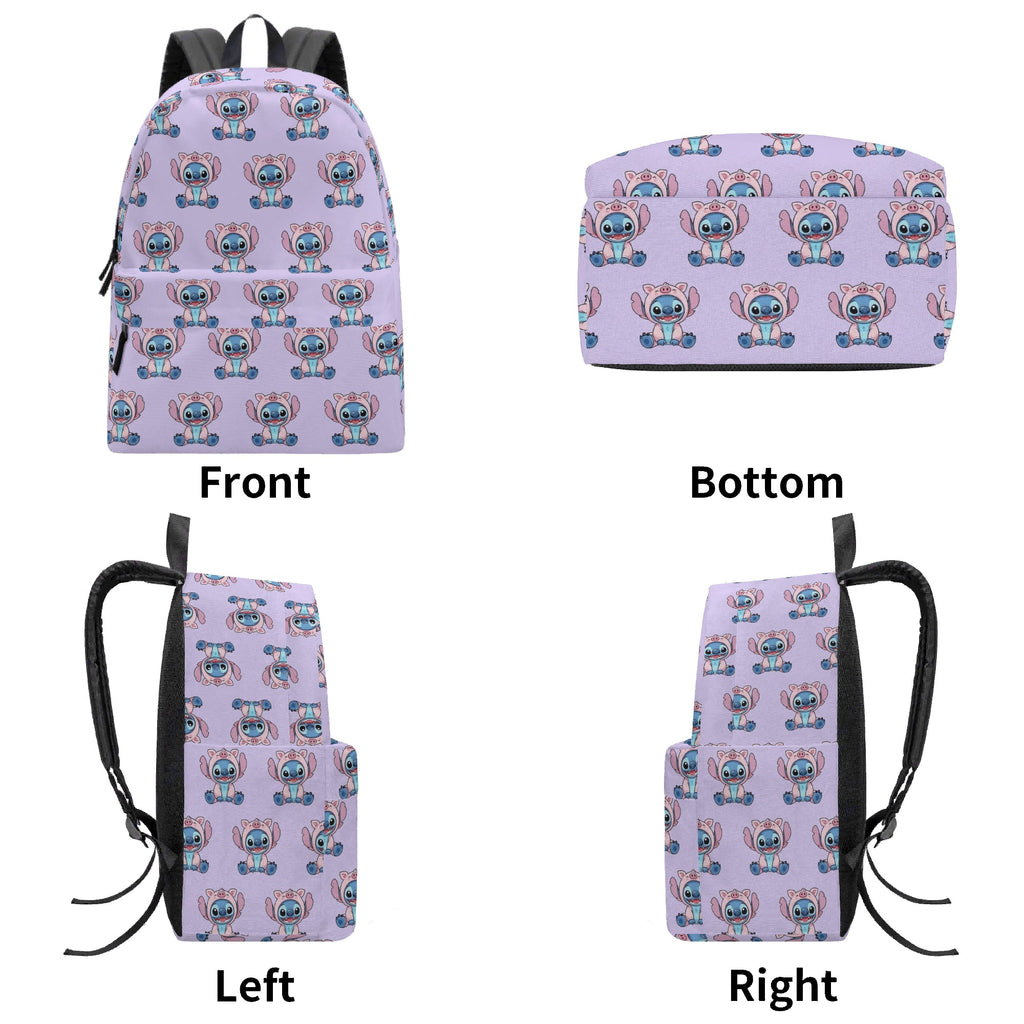 Stitch Pig Backpack, Cute Piggy Costume Print, Kawaii Purple Daypack for Fans & Kids BPGR26
