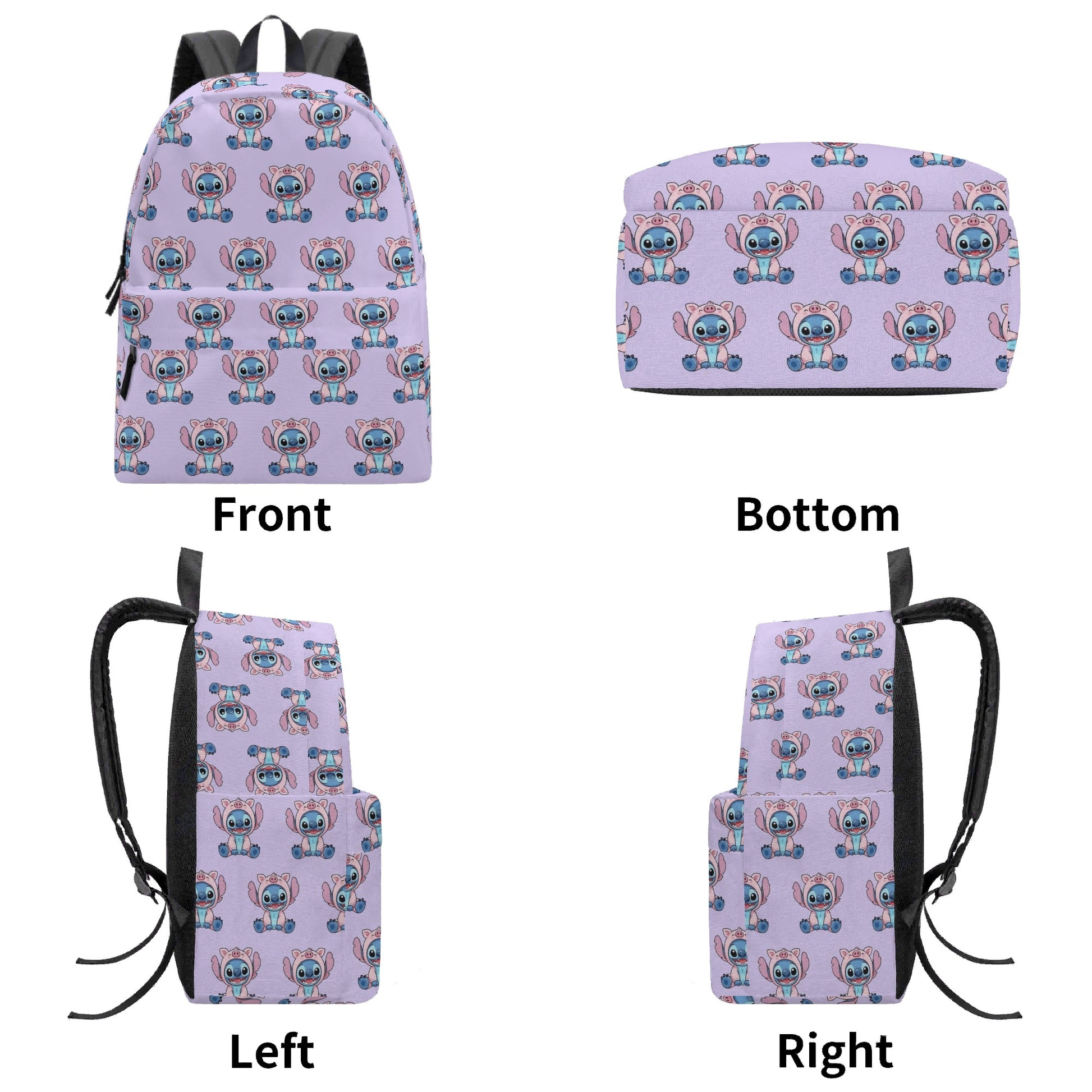 Stitch Pig Backpack, Cute Piggy Costume Print, Kawaii Purple Daypack for Fans & Kids BPGR26