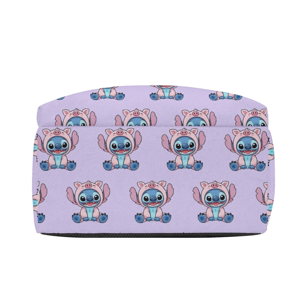 Stitch Pig Backpack, Cute Piggy Costume Print, Kawaii Purple Daypack for Fans & Kids BPGR26