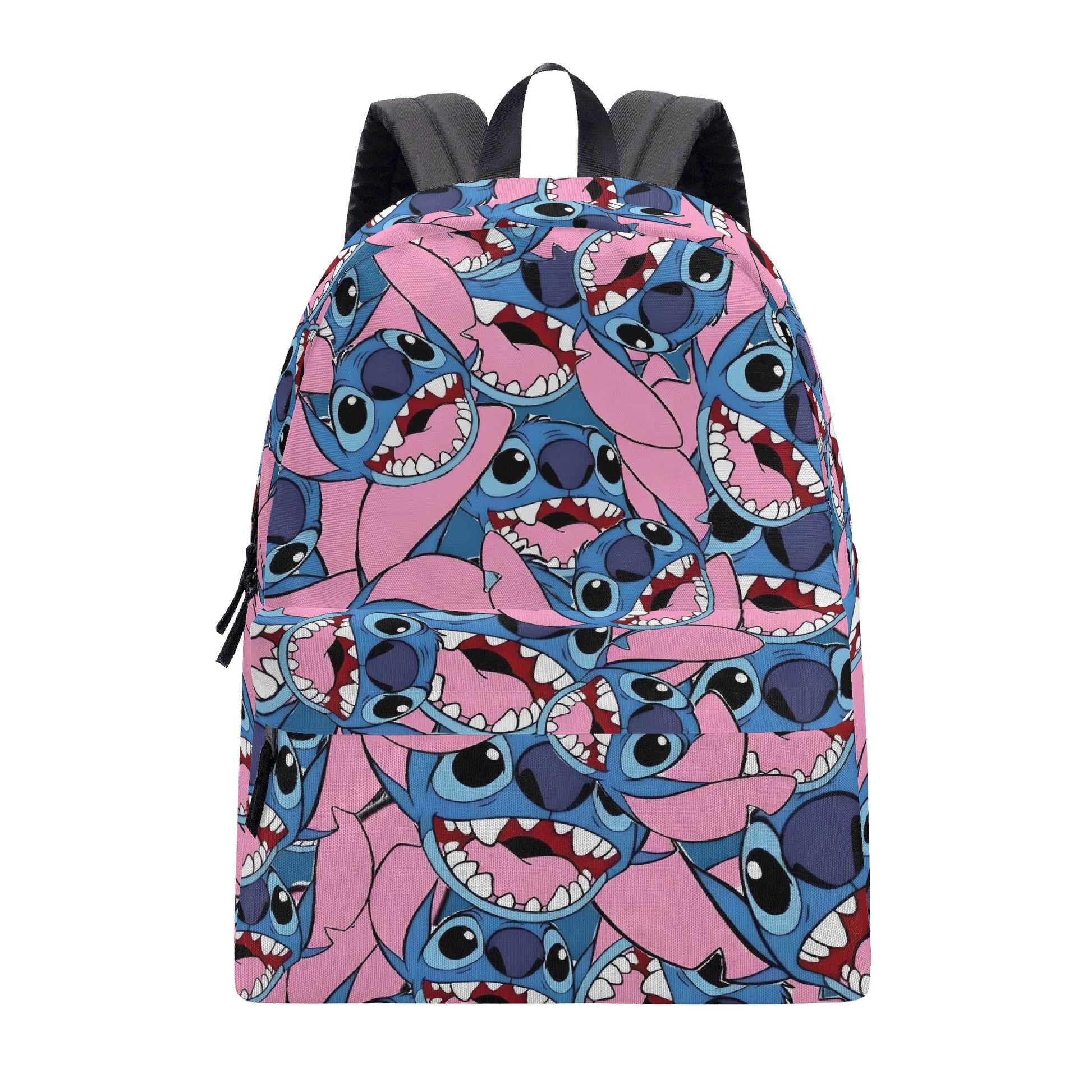 Stitch Faces Backpack, Bold Pink All Over Print, Fun Cartoon Statement Bag for Teens BPGR27