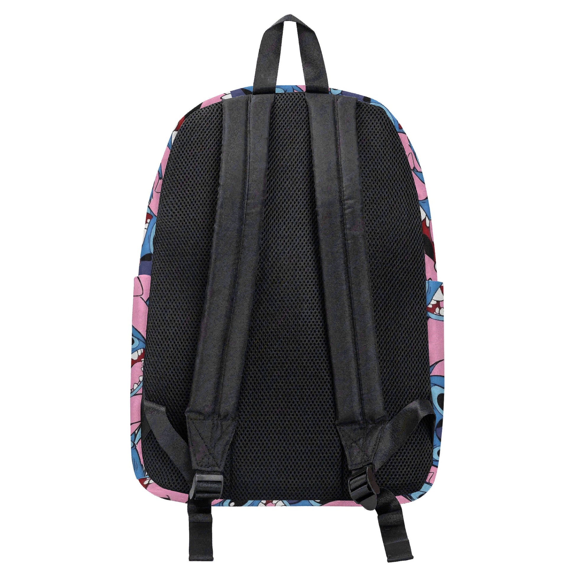 Stitch Faces Backpack, Bold Pink All Over Print, Fun Cartoon Statement Bag for Teens BPGR27