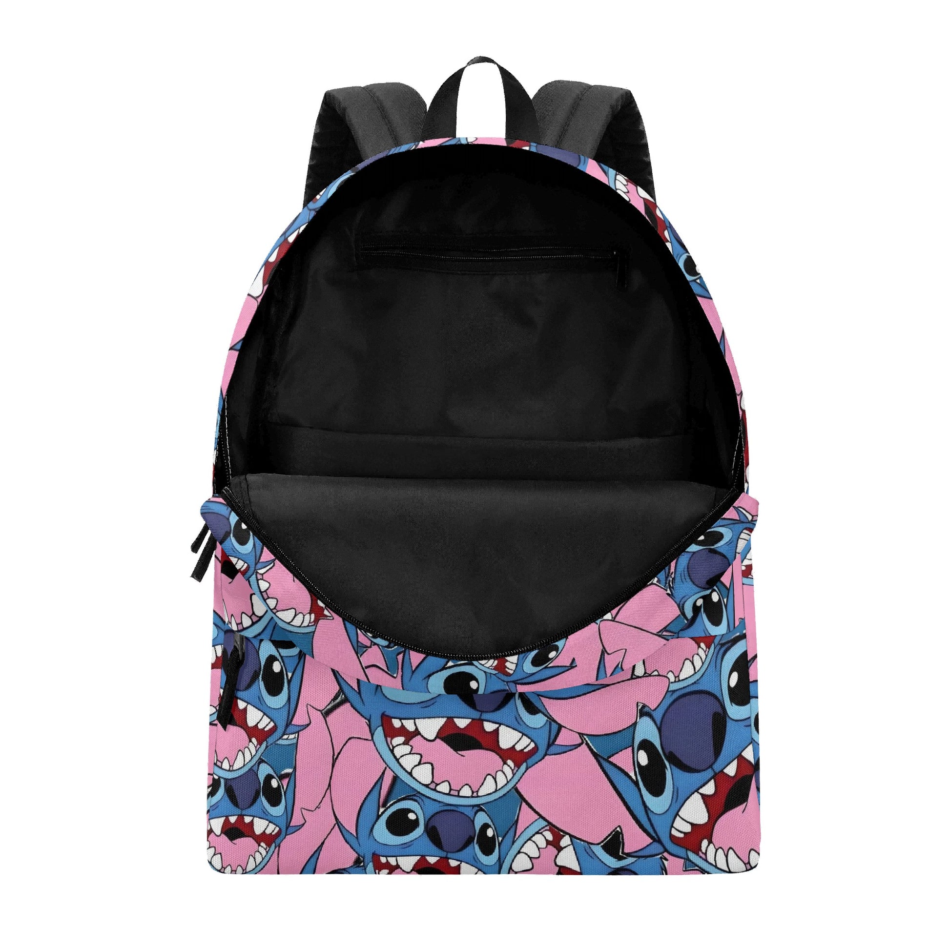 Stitch Faces Backpack, Bold Pink All Over Print, Fun Cartoon Statement Bag for Teens BPGR27