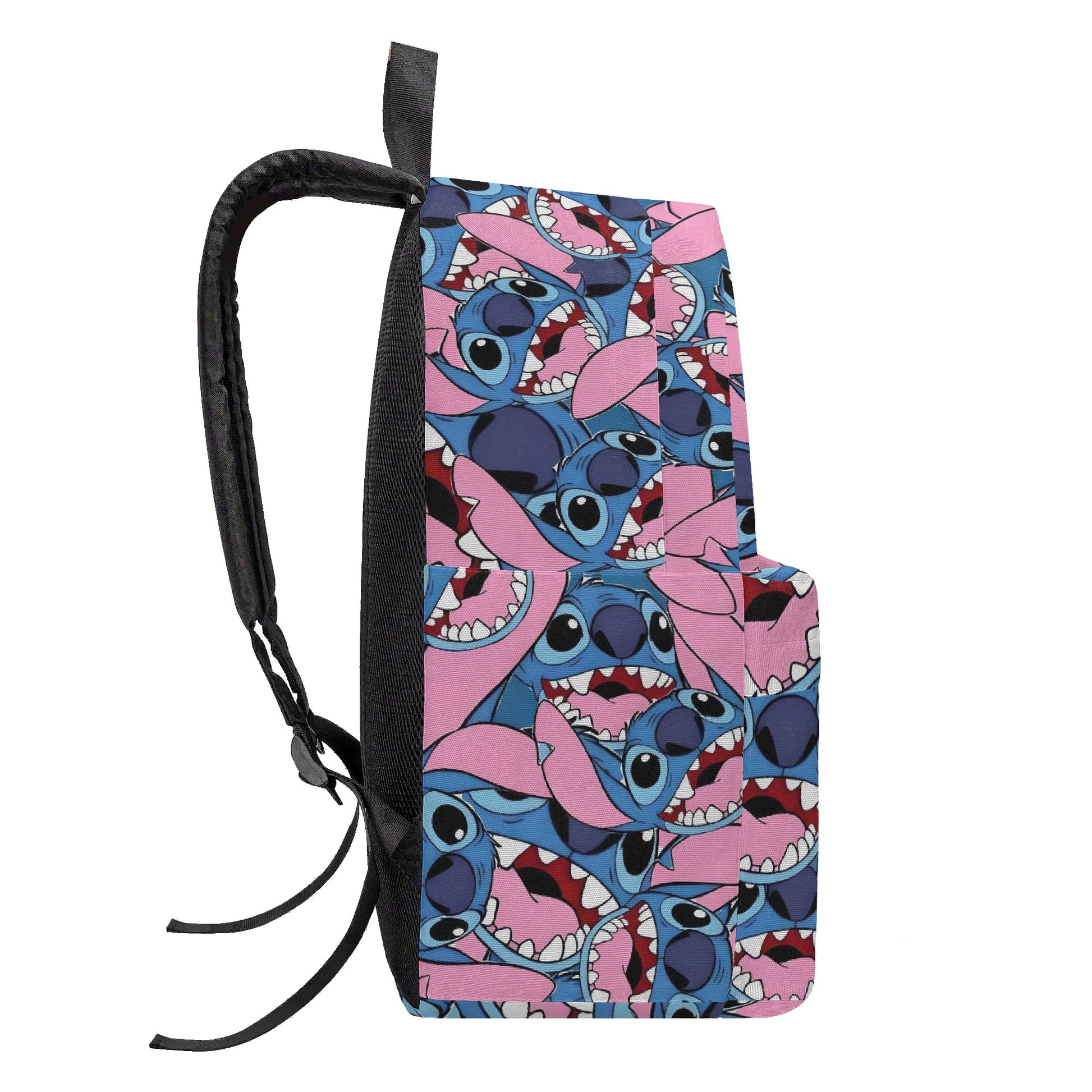 Stitch Faces Backpack, Bold Pink All Over Print, Fun Cartoon Statement Bag for Teens BPGR27