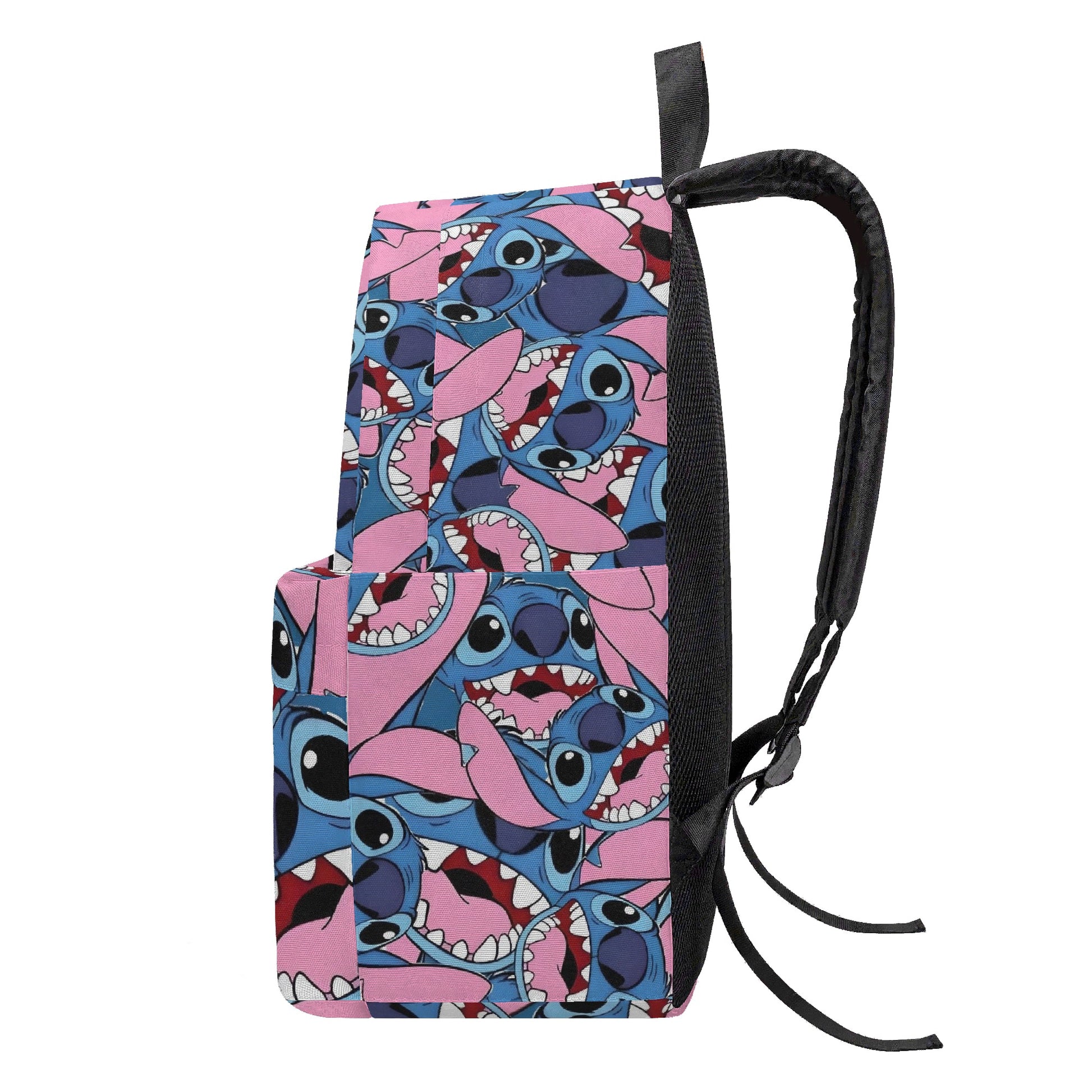 Stitch Faces Backpack, Bold Pink All Over Print, Fun Cartoon Statement Bag for Teens BPGR27