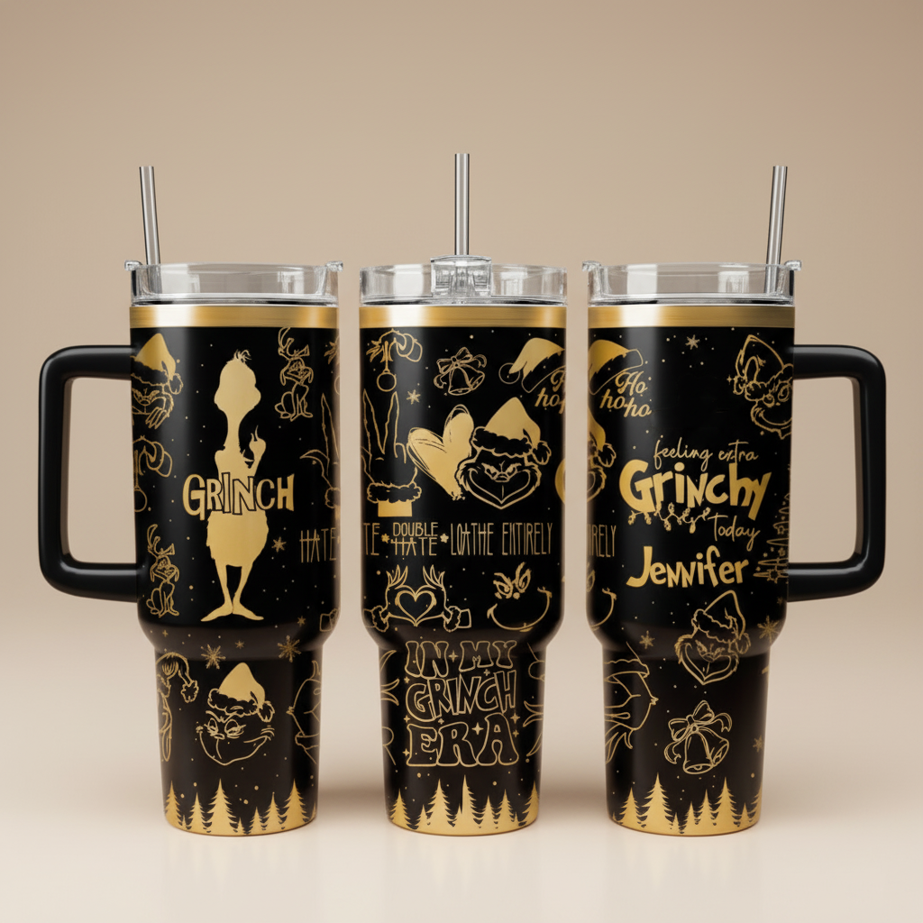 In My Grinch Era Tumbler, Grinch Christmas Quotes, Funny Holiday Drinkware, Personalized Name Mug, Whoville Gift