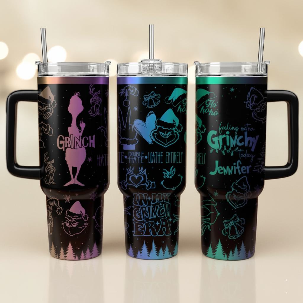In My Grinch Era Tumbler, Grinch Christmas Quotes, Funny Holiday Drinkware, Personalized Name Mug, Whoville Gift