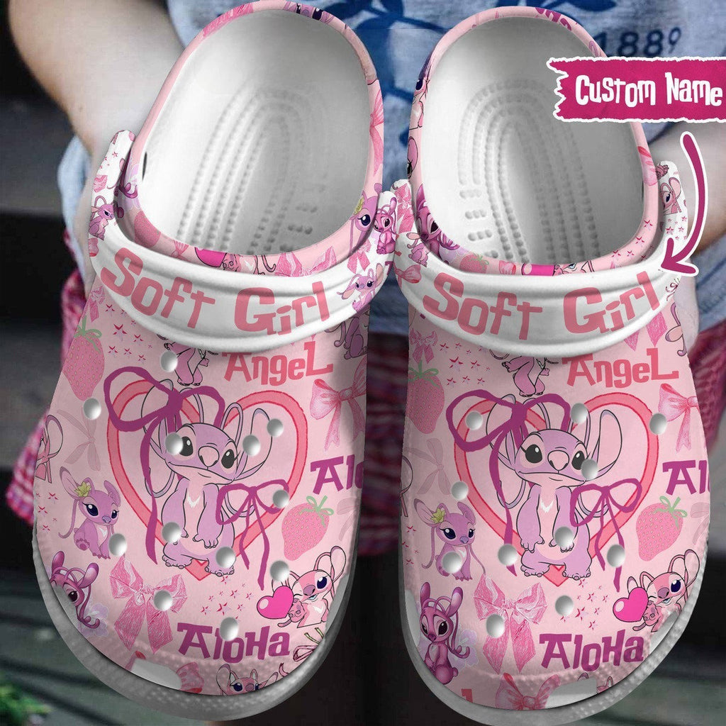 Angel Cartoon Clogs Shoes, Custom Name Shoes, Stitch Shoes, Aloha Crocs, Funny Slippers, Clogs and Mules Shoes
