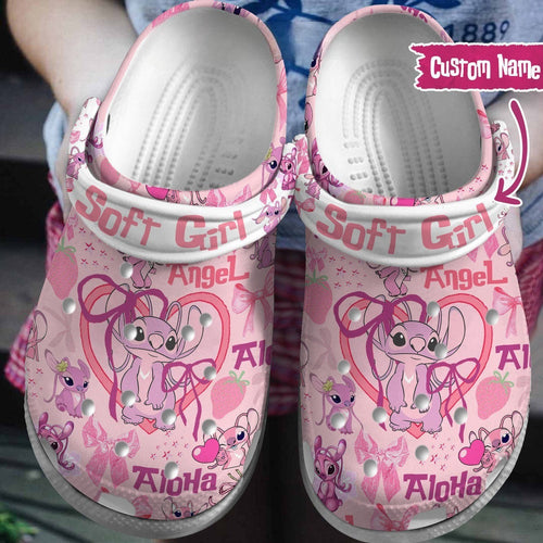 Angel Cartoon Clogs Shoes, Custom Name Shoes, Stitch Shoes, Aloha Crocs, Funny Slippers, Clogs and Mules Shoes