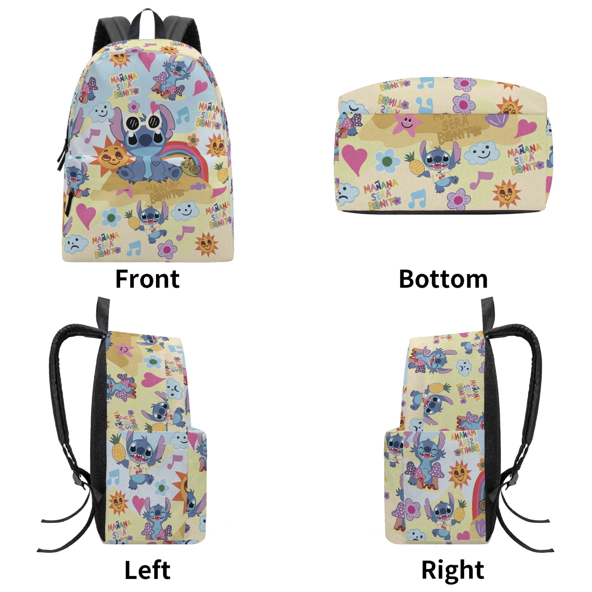 Stitch Backpack, Cute Rainbow Sun Print School Bag, Cartoon Travel Backpack for Kids and Teens BPGR29