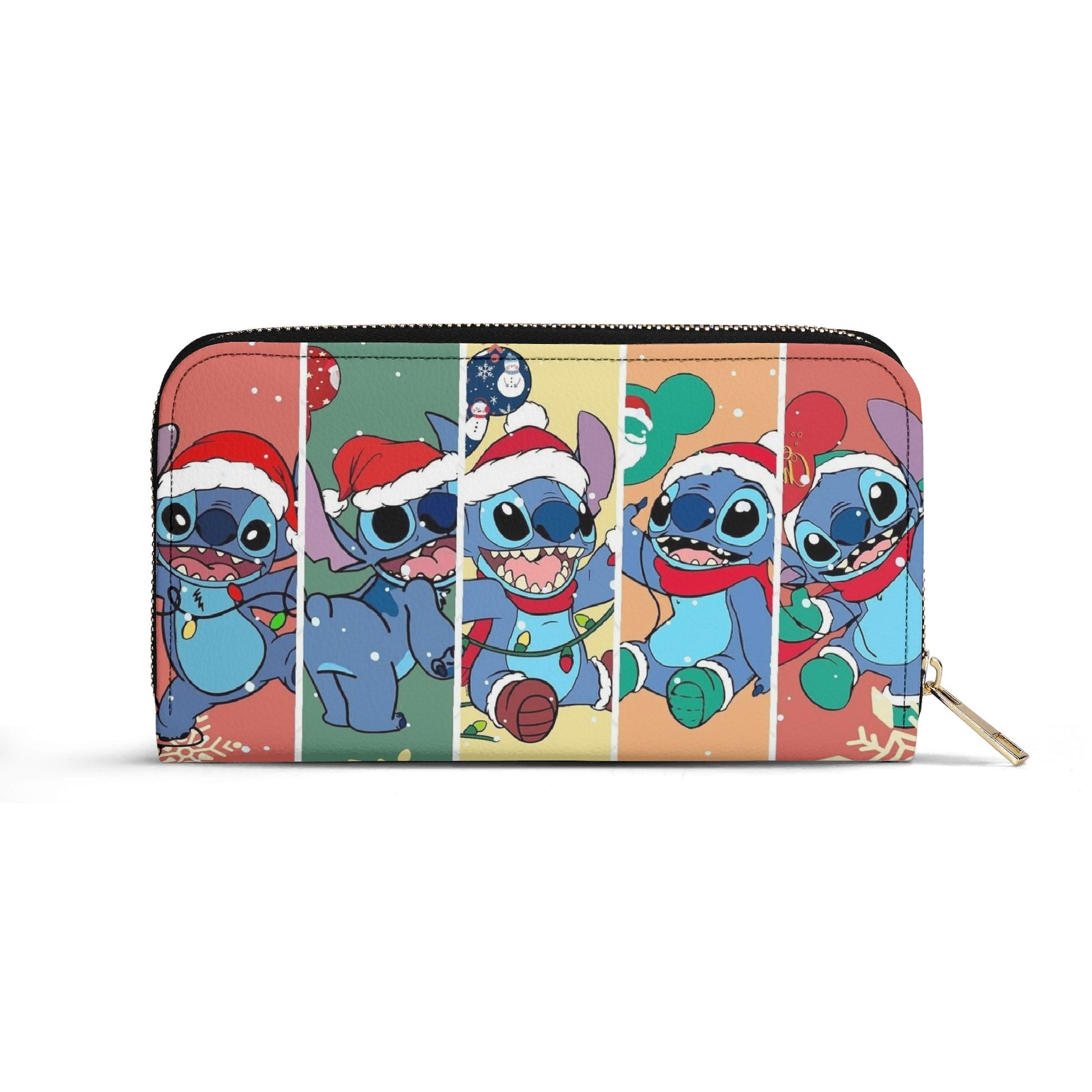 Stitch Christmas Leather Handbag, Cute Santa Holiday Tote Bag, Cartoon Purse & Shoulder Bag for Women