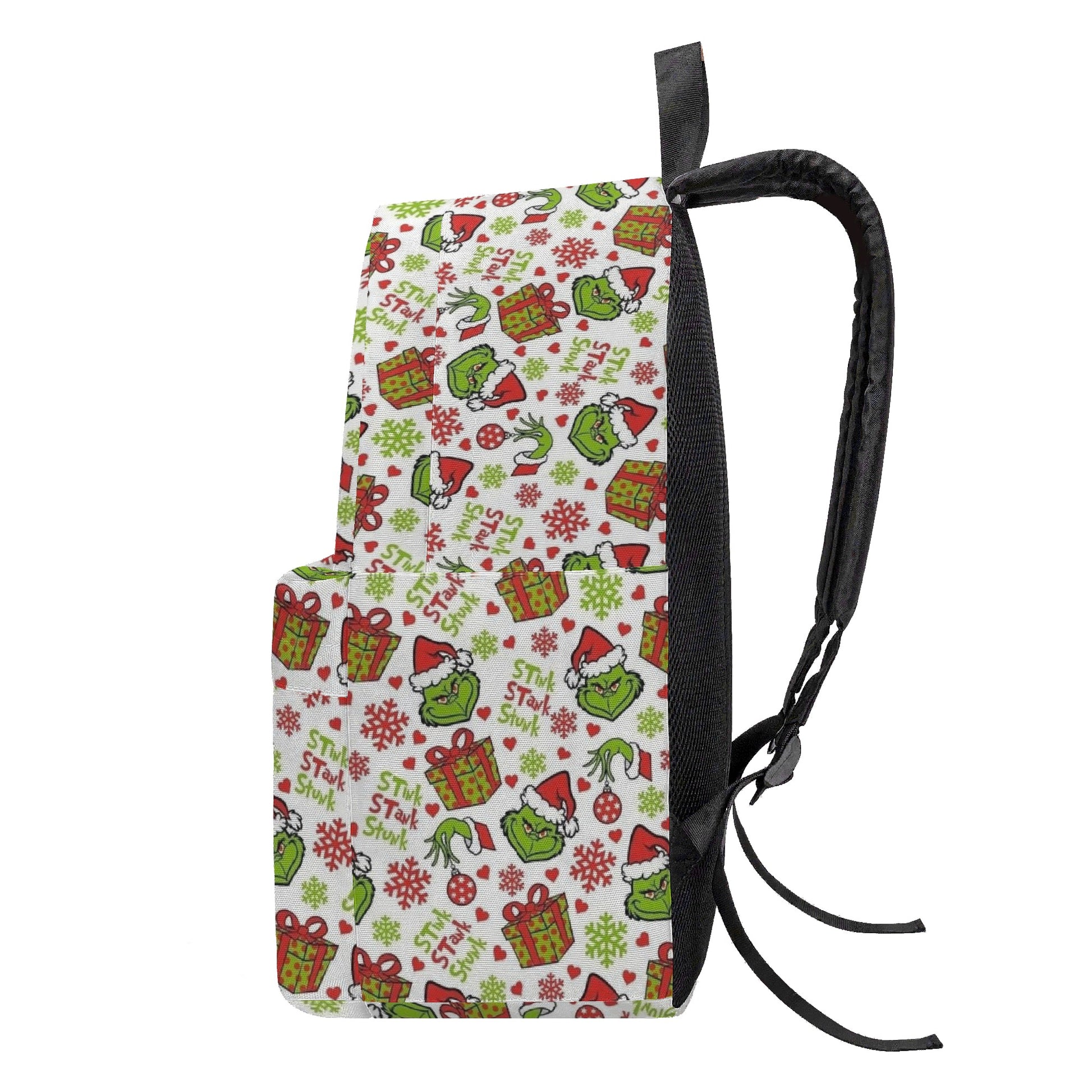 Grinch Backpack Stink Stank Stunk, Funny Santa Pattern, Christmas Gift, Holiday Travel School Bag BPGR29