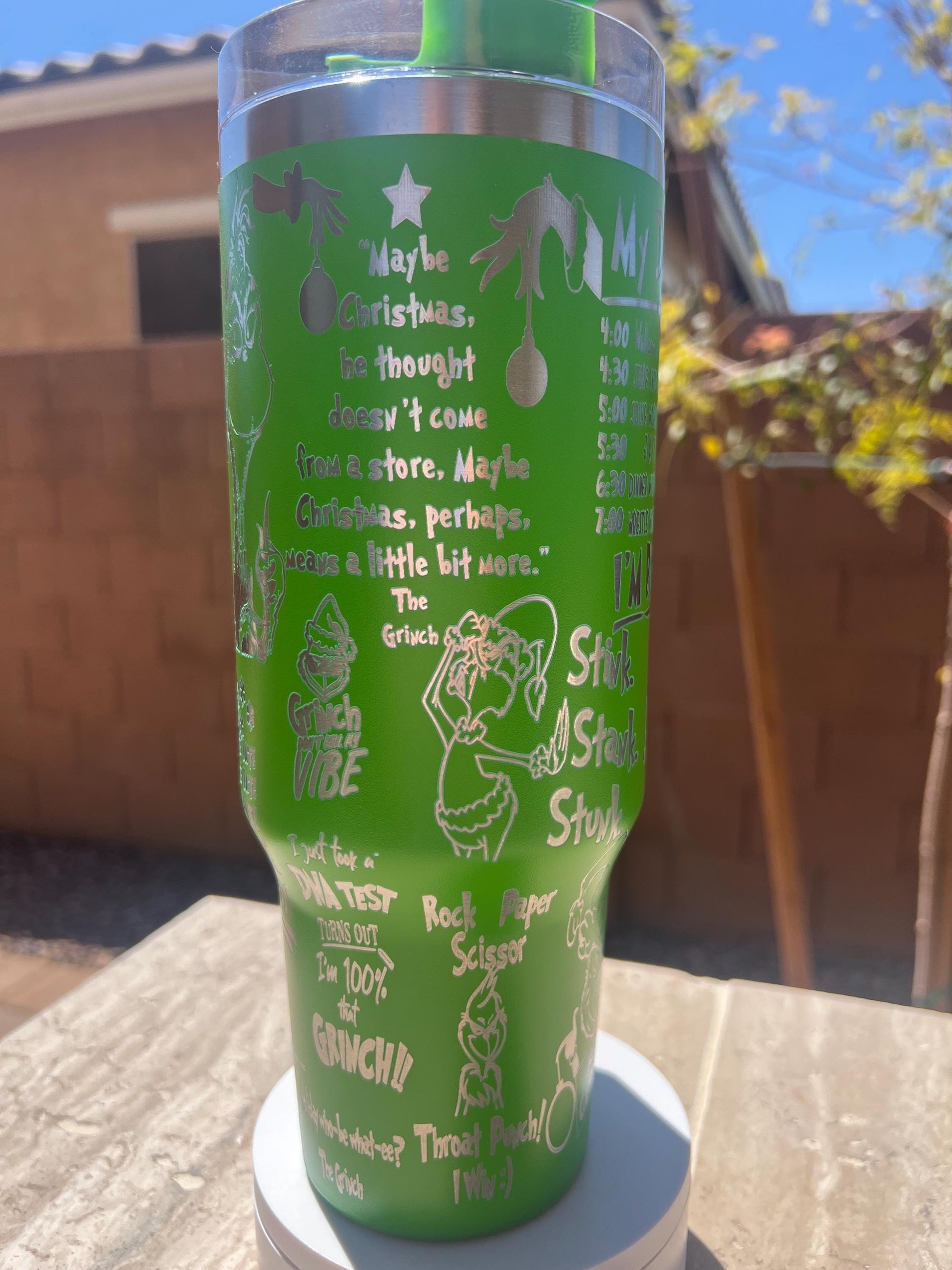 Maybe Christmas Green Tumbler, Grinch Quote Cup, Cute Funny Holiday Mug, Christmas Gift, Insulated Travel Cup