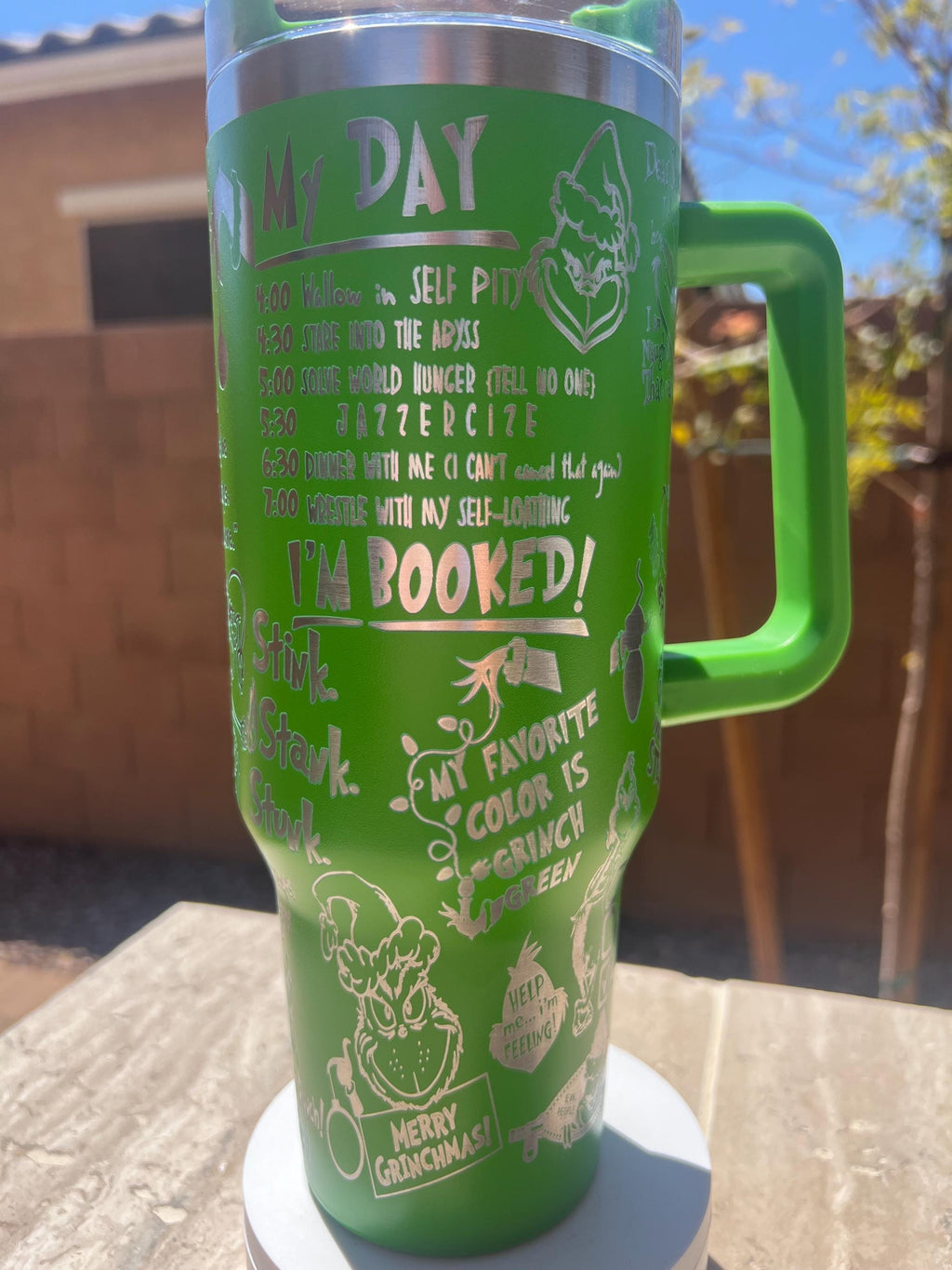 Maybe Christmas Green Tumbler, Grinch Quote Cup, Cute Funny Holiday Mug, Christmas Gift, Insulated Travel Cup