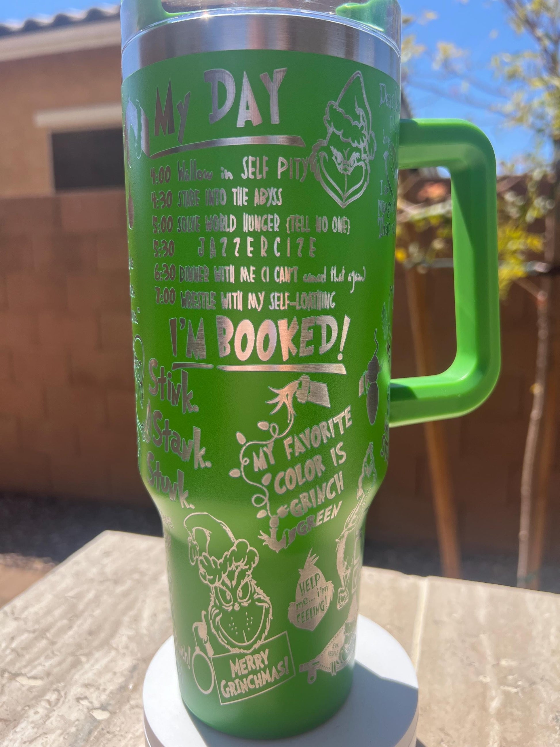 Maybe Christmas Green Tumbler, Grinch Quote Cup, Cute Funny Holiday Mug, Christmas Gift, Insulated Travel Cup