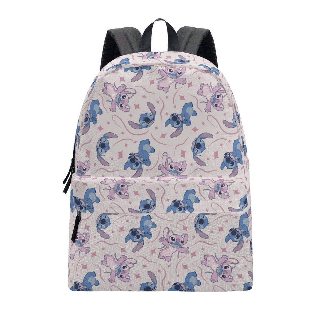 Stitch and Angel Backpack, Cute Pink Star Print School Bag, Cartoon Travel Backpack for Kids and Teens BPGR30