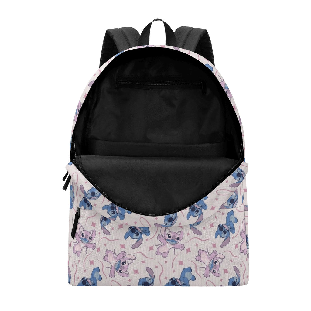 Stitch and Angel Backpack, Cute Pink Star Print School Bag, Cartoon Travel Backpack for Kids and Teens BPGR30
