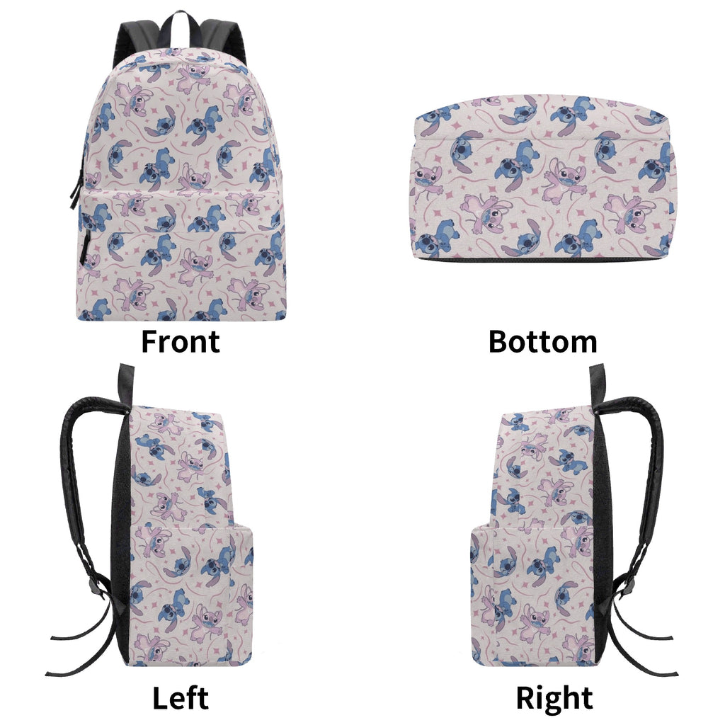 Stitch and Angel Backpack, Cute Pink Star Print School Bag, Cartoon Travel Backpack for Kids and Teens BPGR30