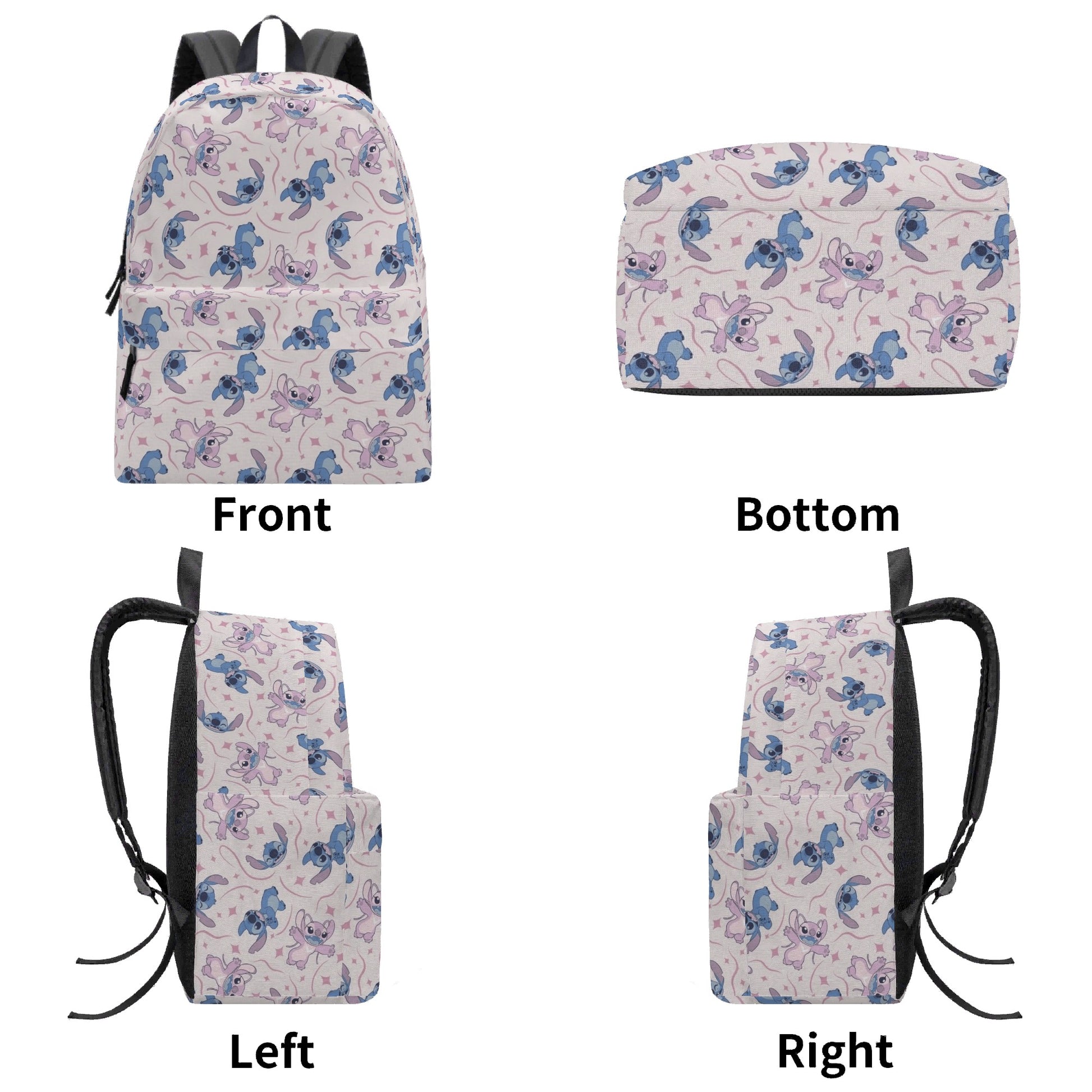 Stitch and Angel Backpack, Cute Pink Star Print School Bag, Cartoon Travel Backpack for Kids and Teens BPGR30