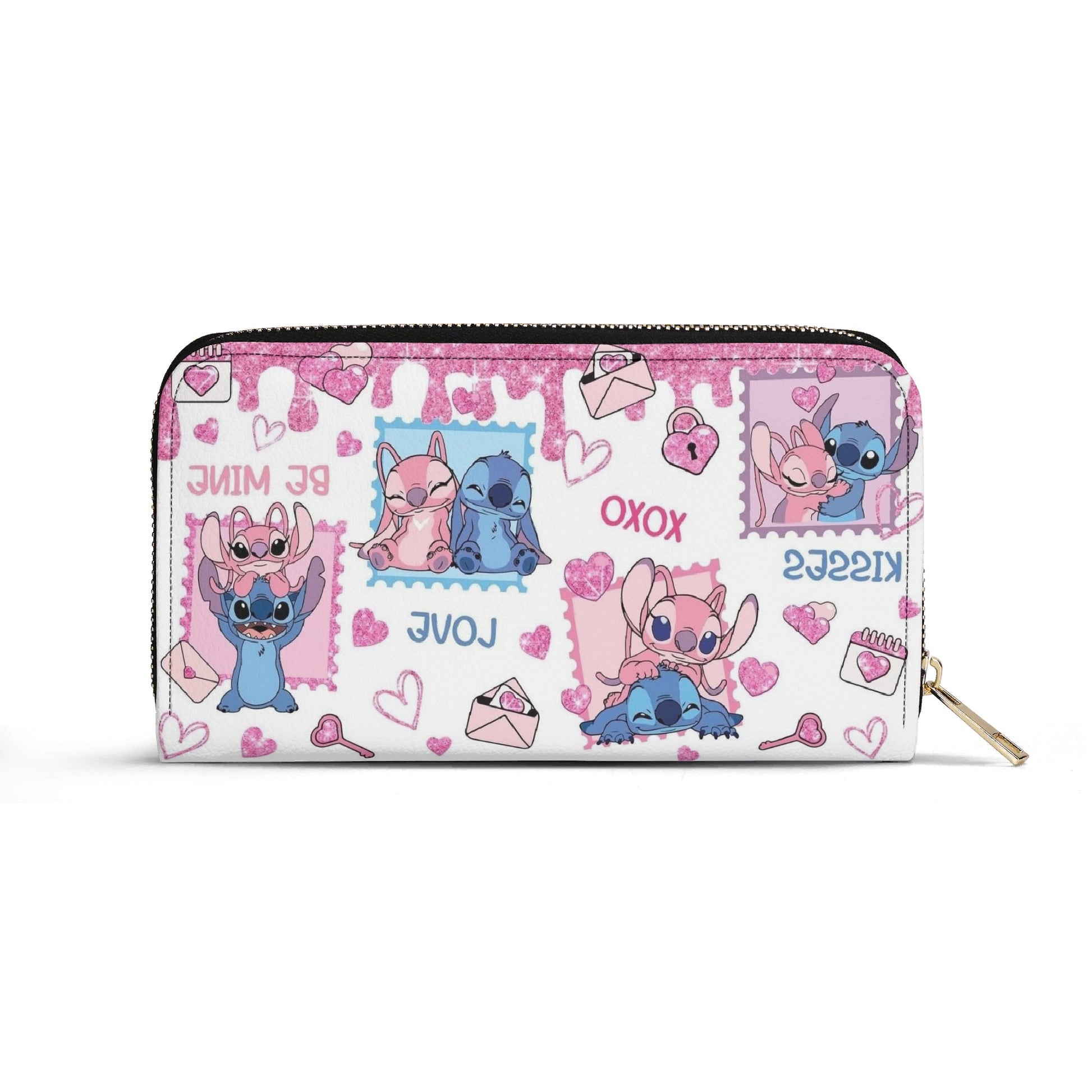 Stitch & Angel Valentine Leather Handbag, Cute Love Cartoon Tote Bag, Romantic Purse & Shoulder Bag for Women