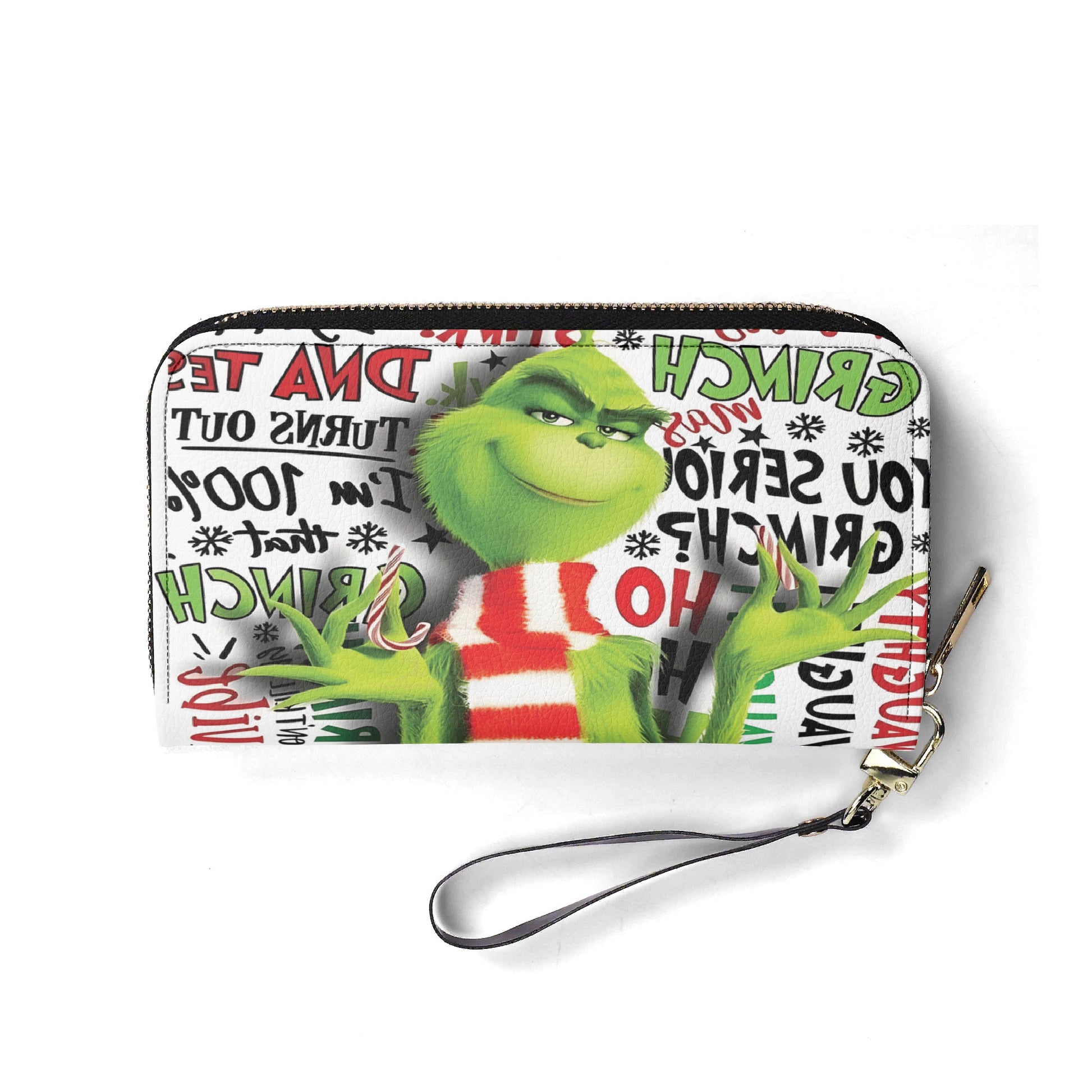 Grinch Smirk Christmas HandBag, Merry Grinchmas Purse, Funny Holiday Leather Bag, Santa Grinch Gift, Festive Green Bag