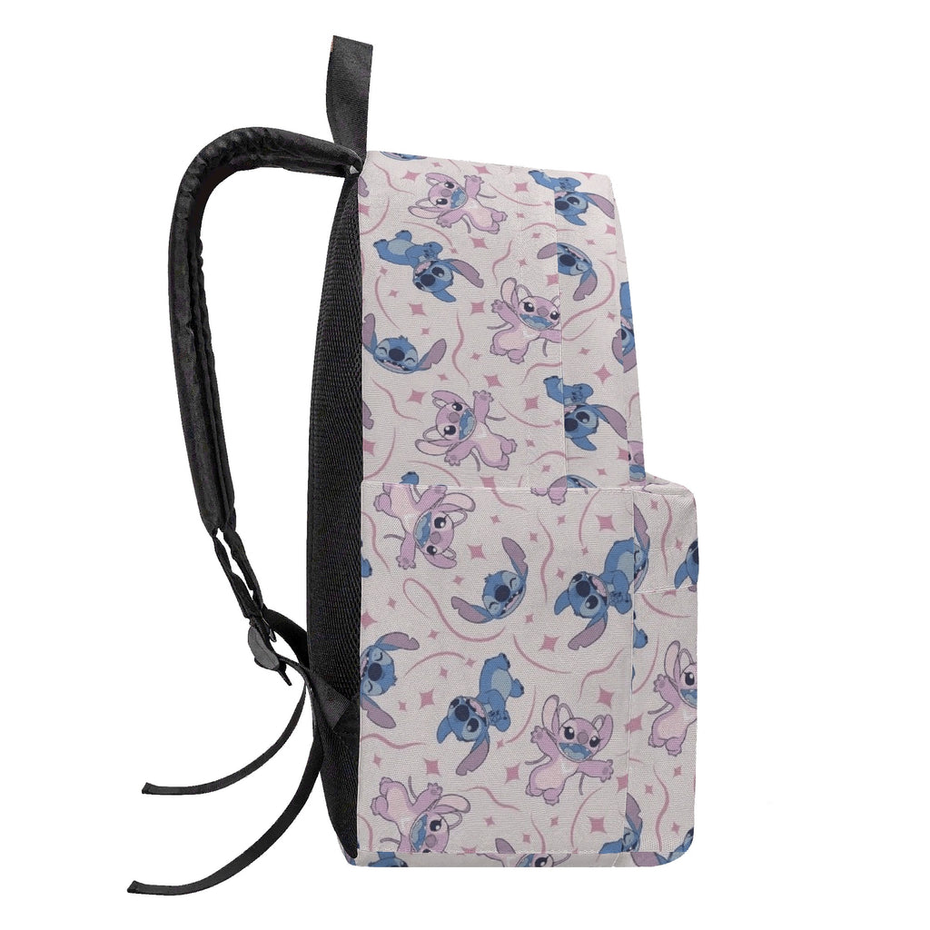 Stitch and Angel Backpack, Cute Pink Star Print School Bag, Cartoon Travel Backpack for Kids and Teens BPGR30