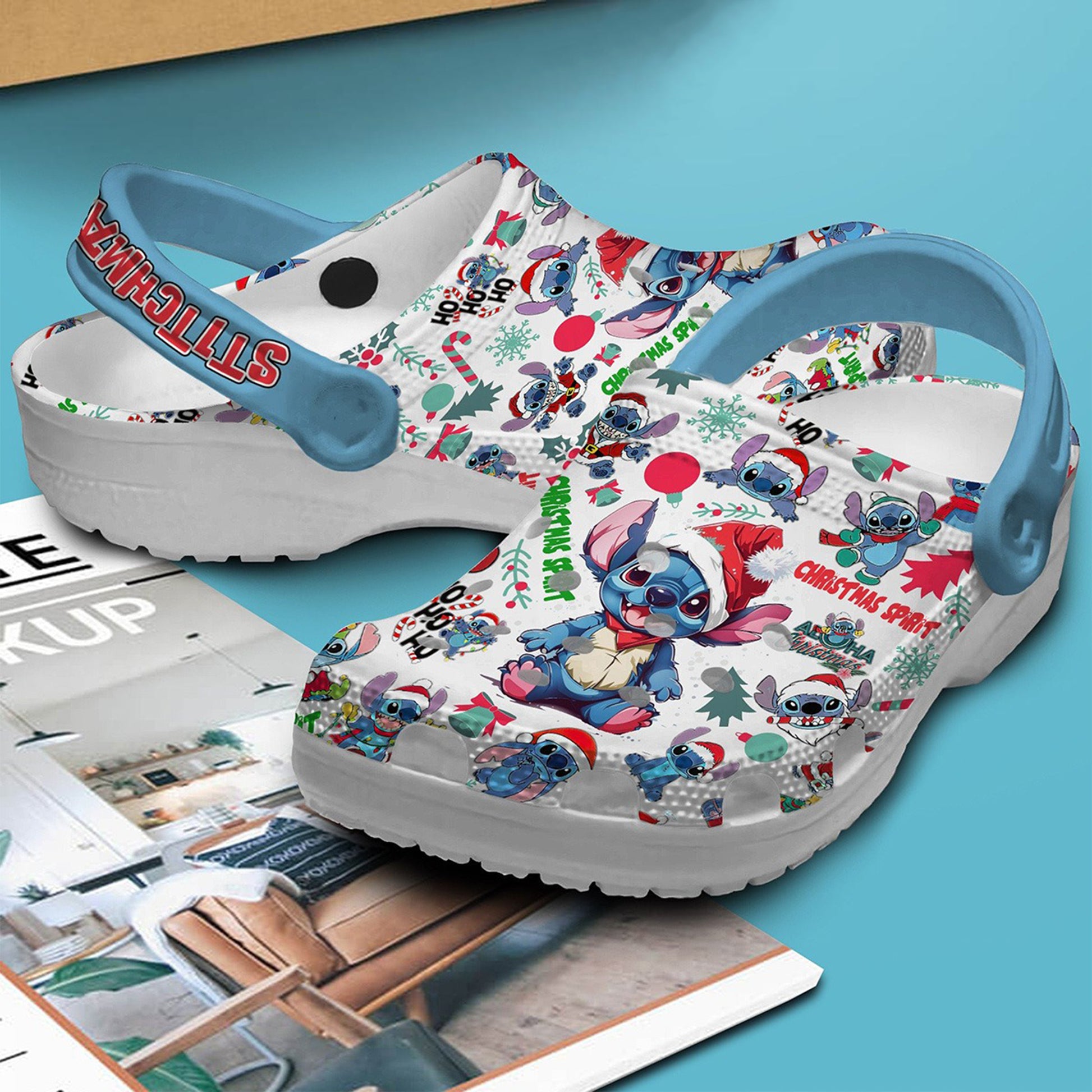 Stitchmas Clogs Shoes, Stitch Shoes, Cartoon Shoes, Stitch Christmas Shoes, Custom Name Shoes