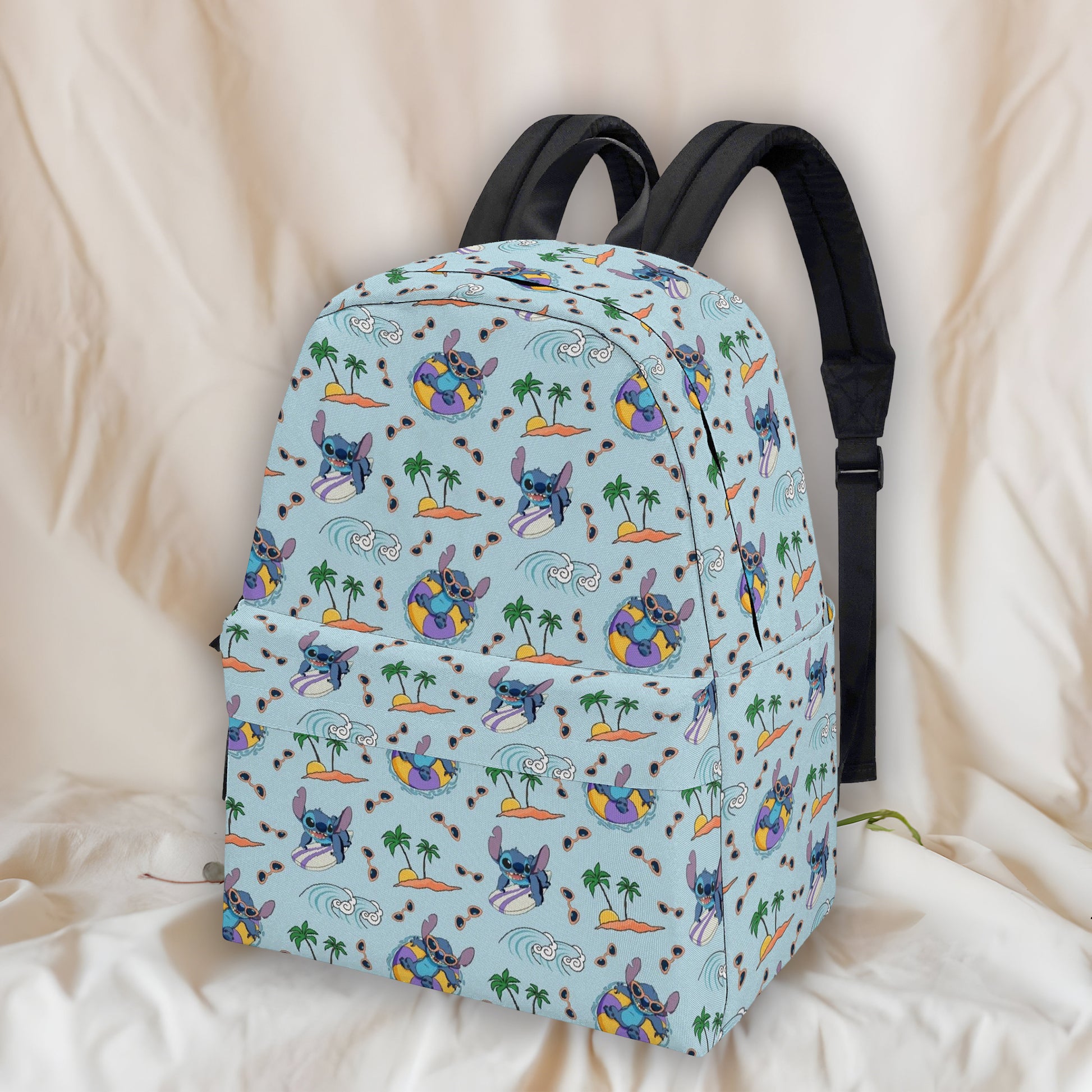 Stitch Backpack, Cute Surfing Beach Print School Bag, Cartoon Travel Backpack for Kids and Teens BPGR31
