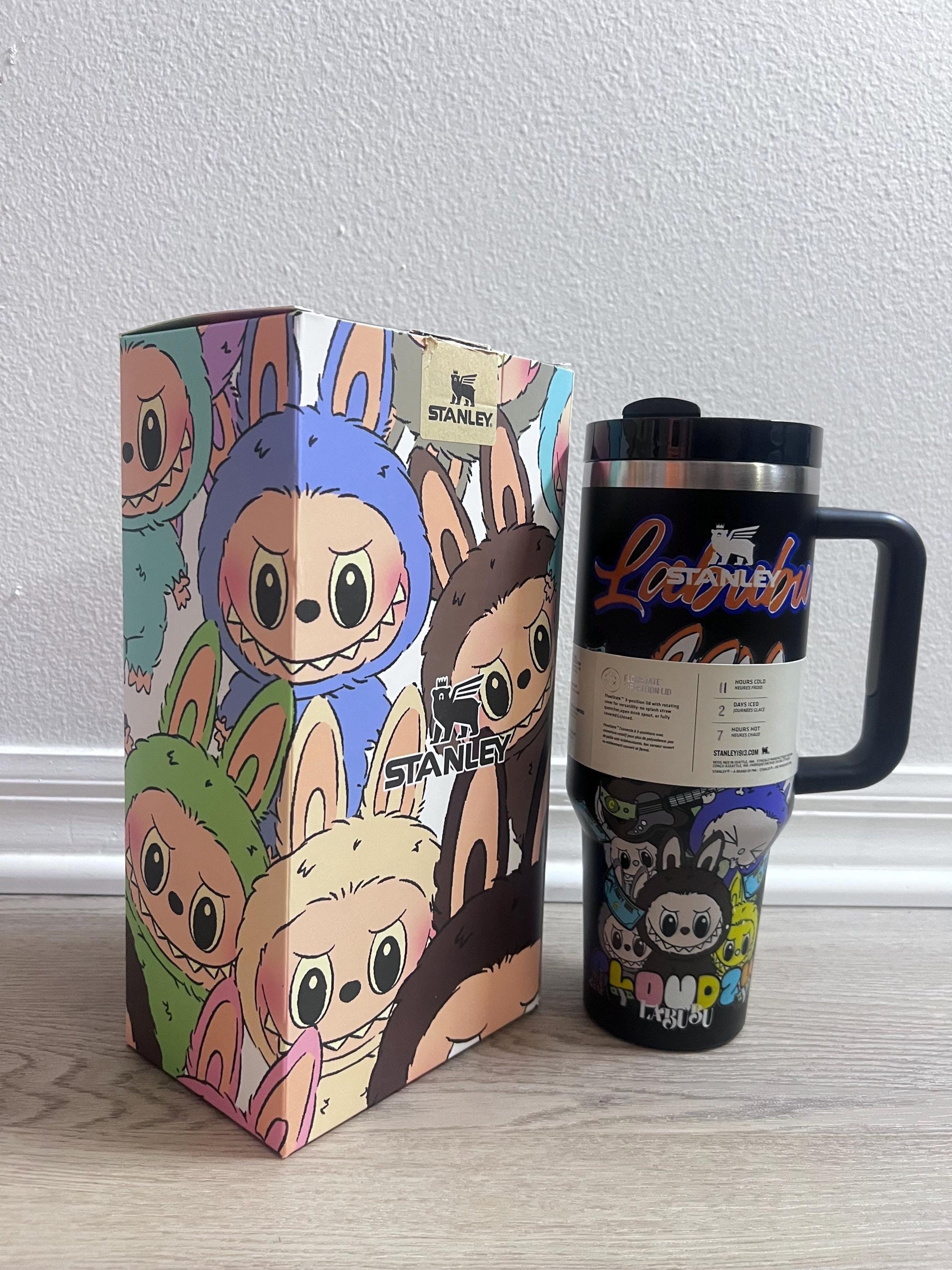 Custom Labubu Stanley Tumbler 40oz, Cute Cartoon Quencher Cup, Kawaii Labubu Water Bottle, Gift for Her, Trendy Designer Tumbler