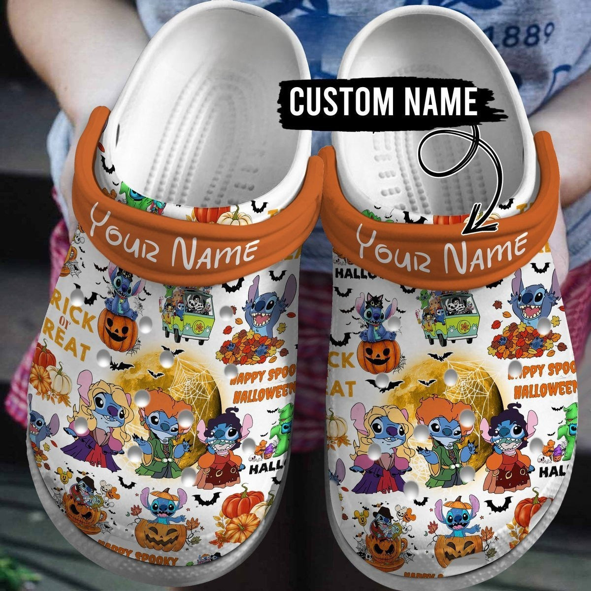 Stitch Halloween Clogs Shoes, Stitch Shoes, Cartoon Shoes, Stitch Halloween Shoes, Custom Name Shoes