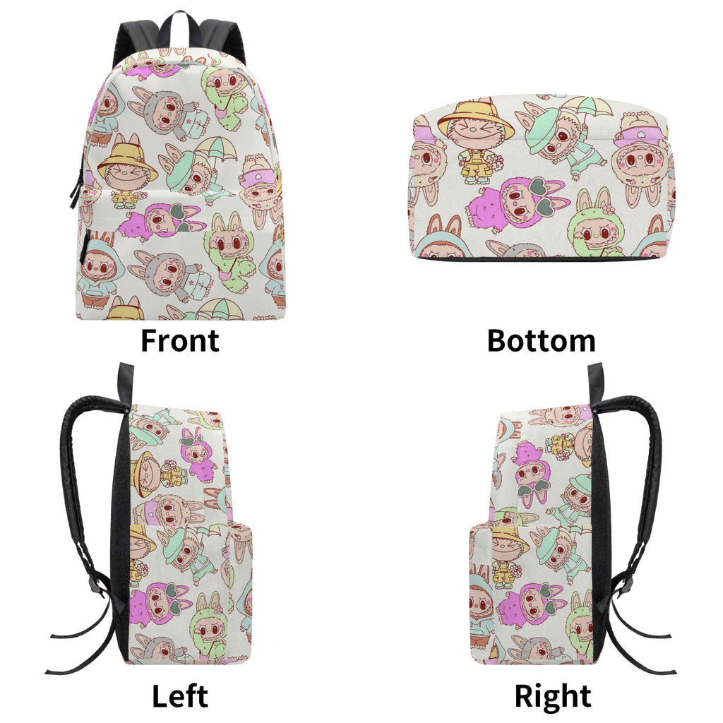Sweet Labubu Dessert Backpack, Kawaii Peach Cartoon School Bag with Macarons, Candies & Cookies, Cute Food Theme Bookbag for Kids BPGR09