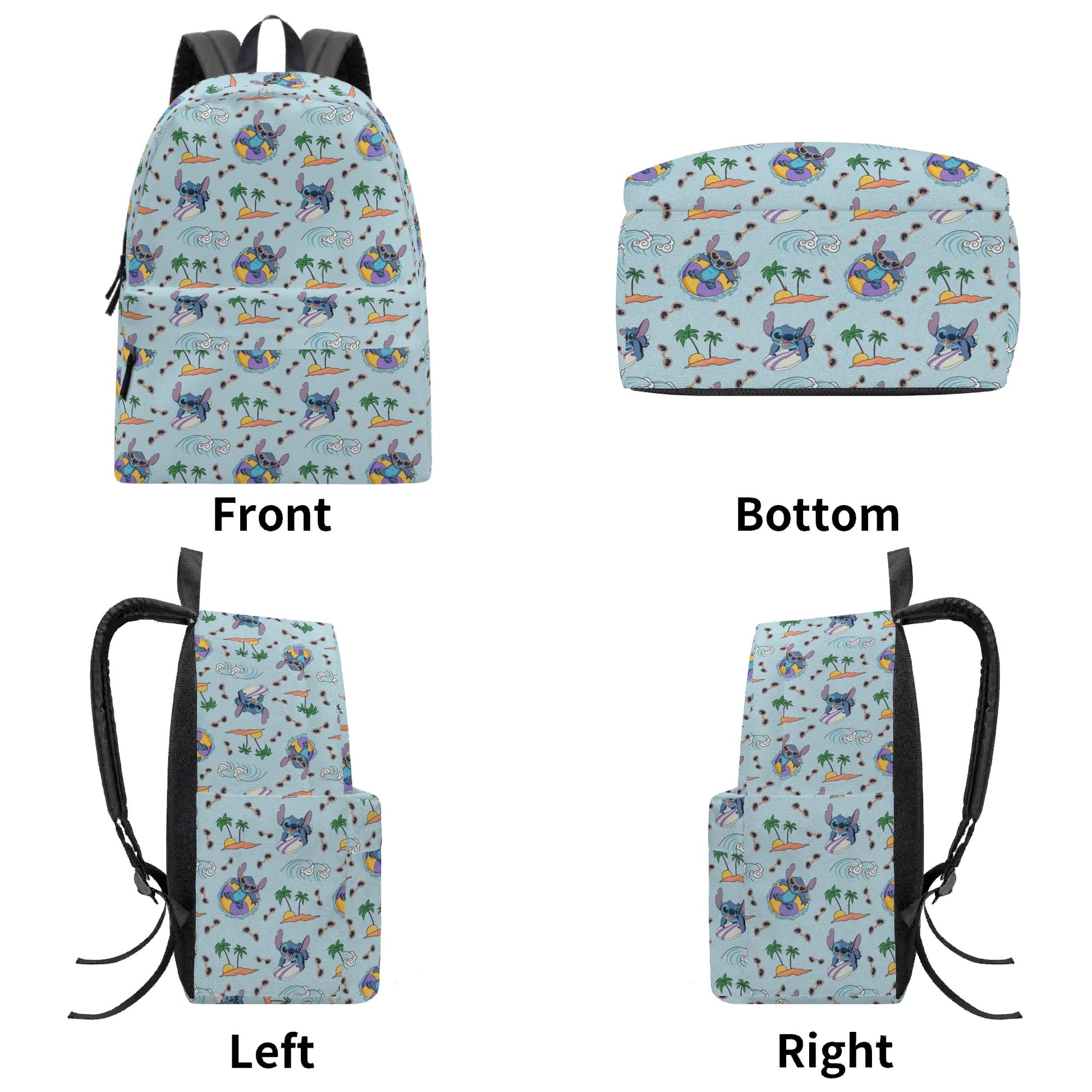 Stitch Backpack, Cute Surfing Beach Print School Bag, Cartoon Travel Backpack for Kids and Teens BPGR31