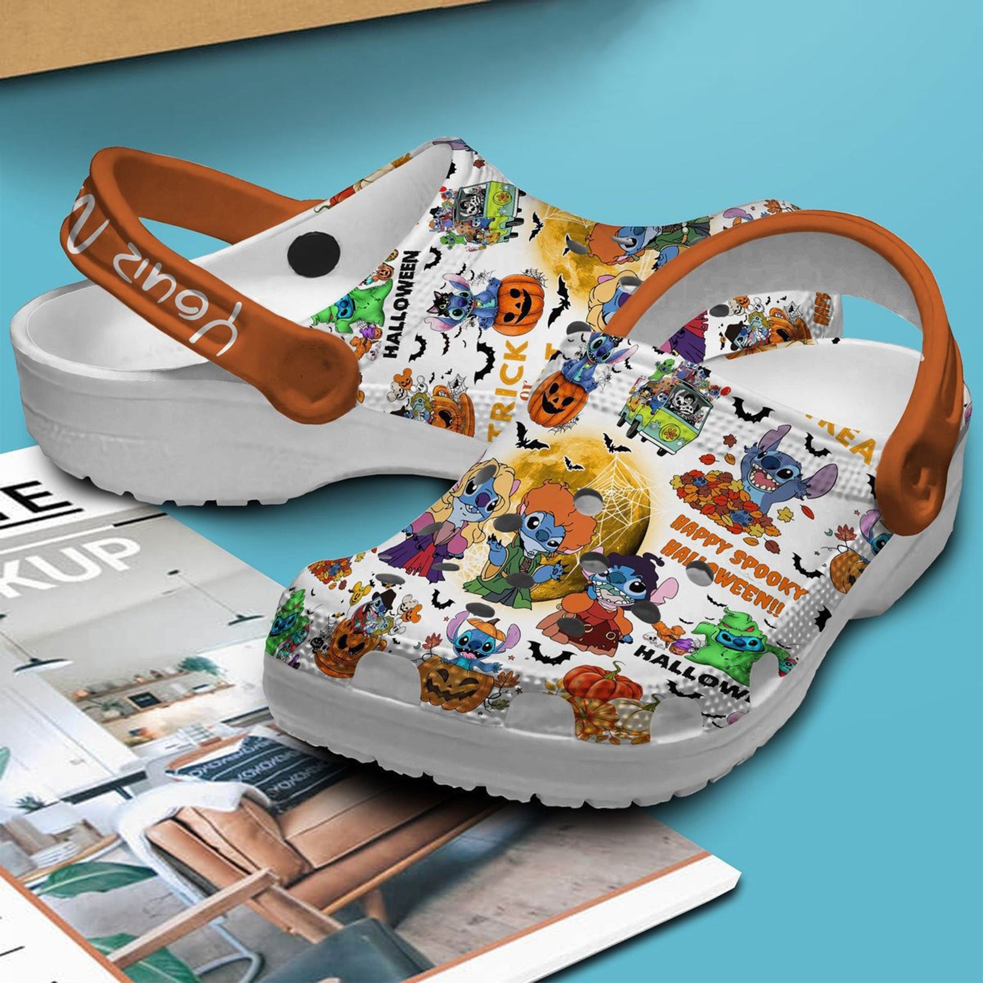 Stitch Halloween Clogs Shoes, Stitch Shoes, Cartoon Shoes, Stitch Halloween Shoes, Custom Name Shoes