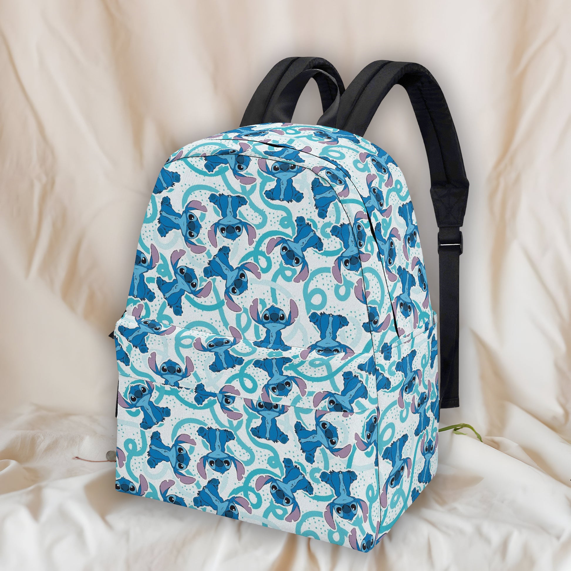 Stitch Backpack, Fun Blue Cartoon Print School Bag, Cute Character Travel Backpack for Kids and Teens BPGR32
