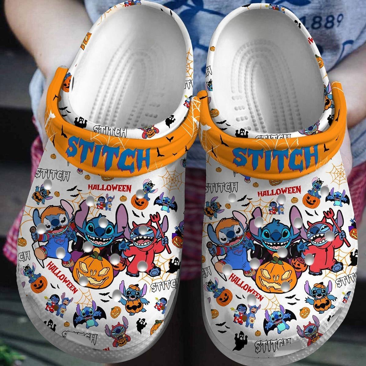 Stitch Halloween Clogs Shoes, Custom Name Shoes, Stitch Shoes, Cartoon Shoes, Stitch Halloween Shoes