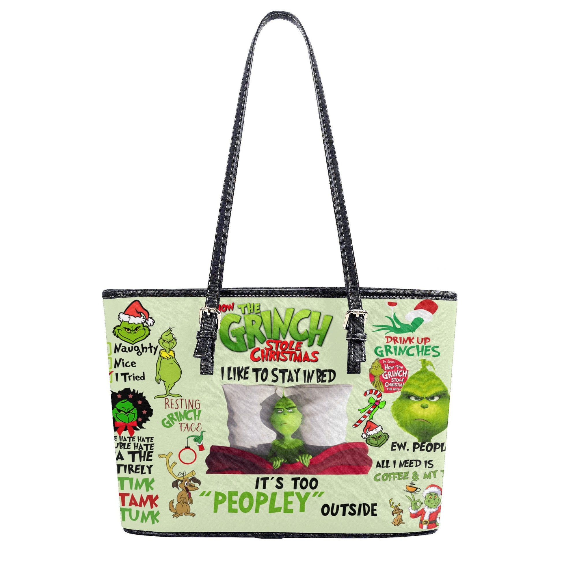 How The Grinch Stole Christmas HandBag, Funny Quote Purse, Grinchmas Leather Bag, Holiday Gift, Cozy Winter Bag