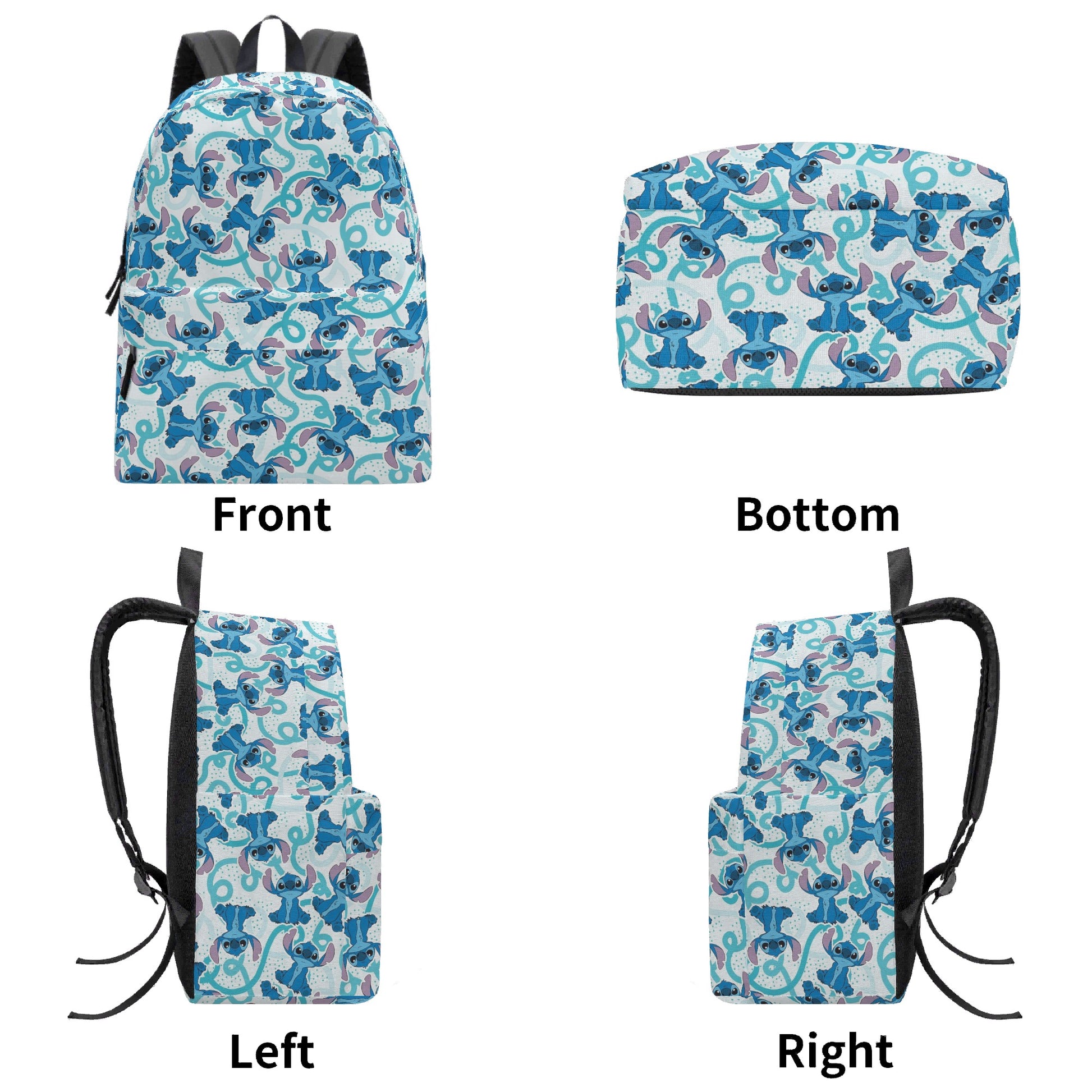 Stitch Backpack, Fun Blue Cartoon Print School Bag, Cute Character Travel Backpack for Kids and Teens BPGR32