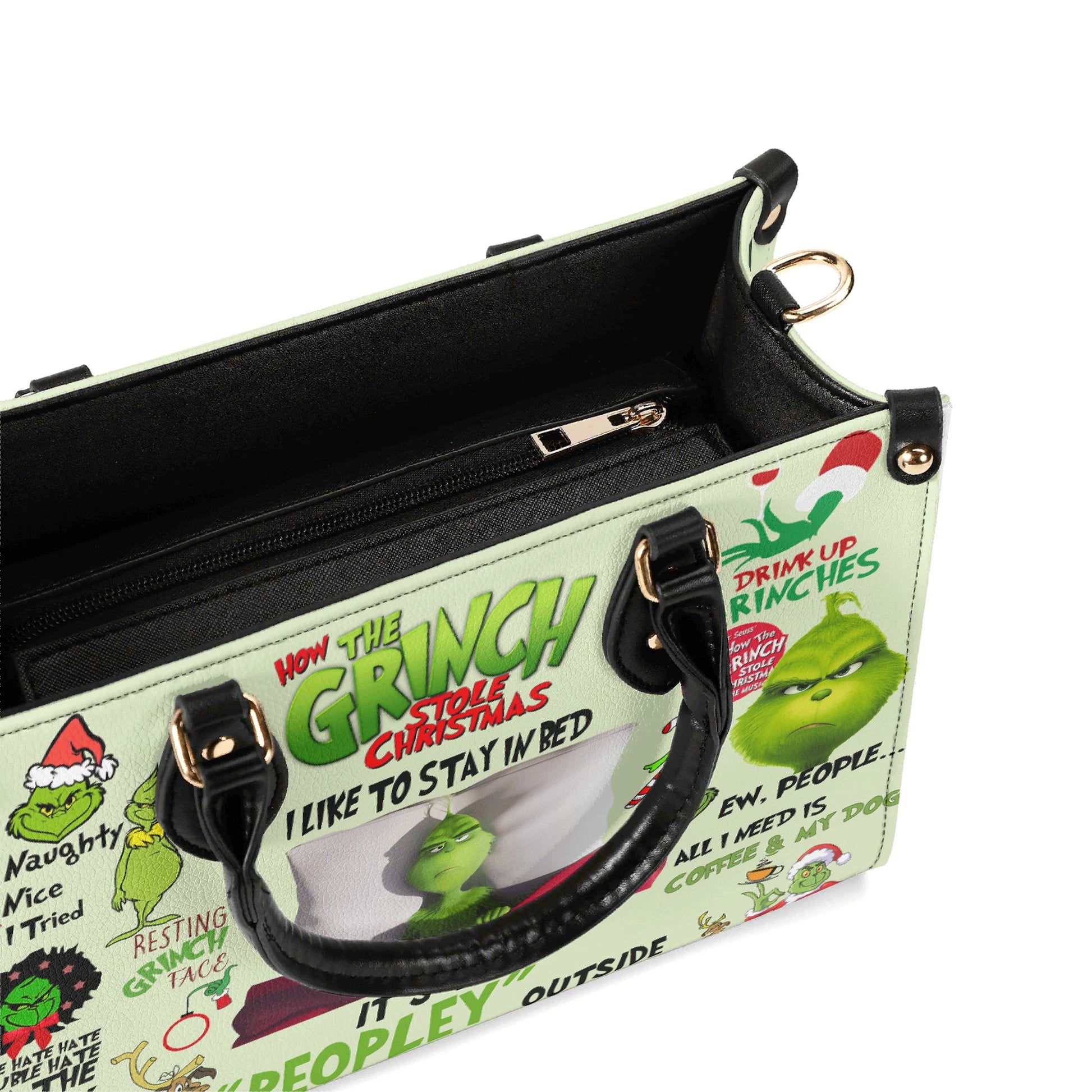 How The Grinch Stole Christmas HandBag, Funny Quote Purse, Grinchmas Leather Bag, Holiday Gift, Cozy Winter Bag