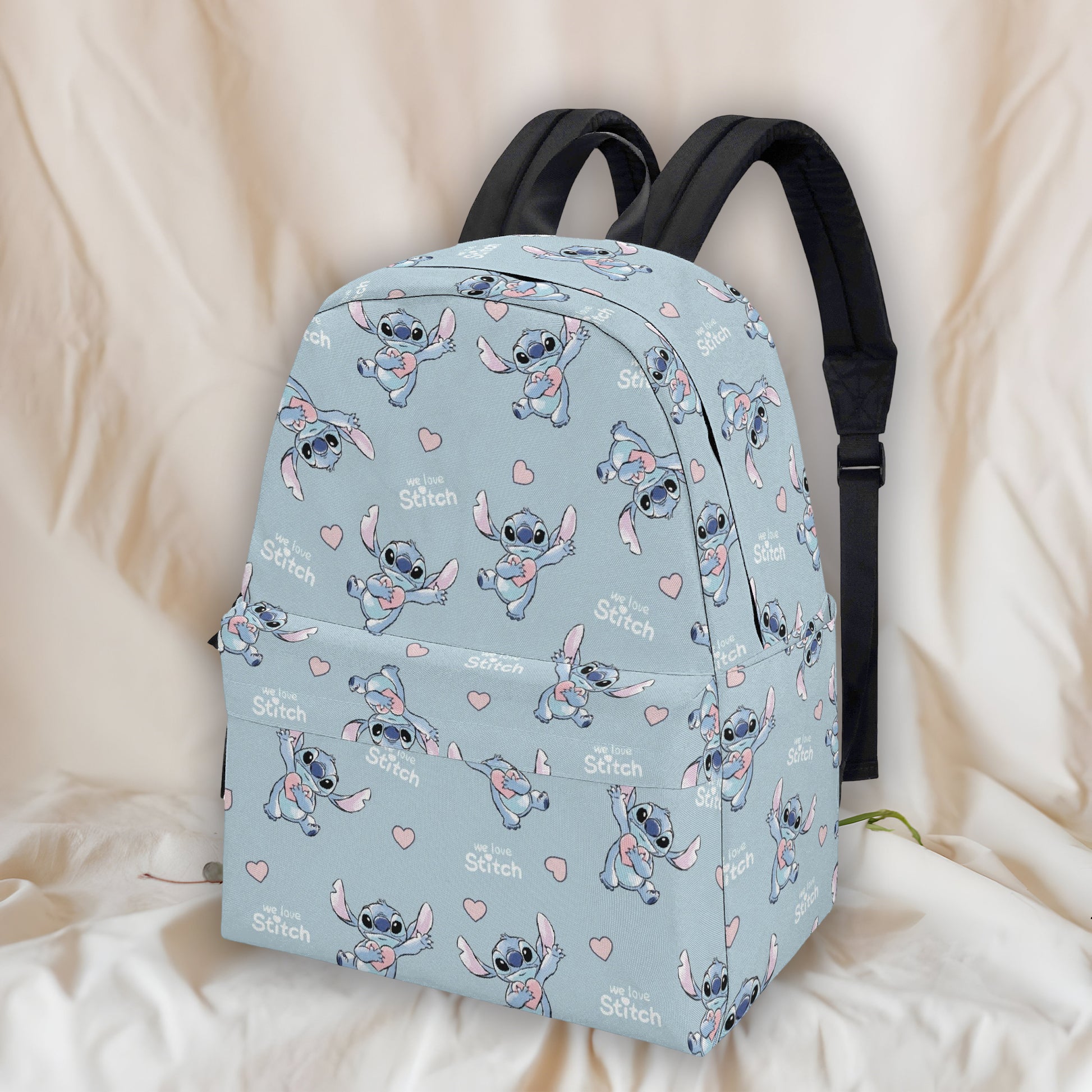 Stitch Love Backpack, Cute Heart Print Cartoon School Bag, Valentine Gift Bag BPGR13