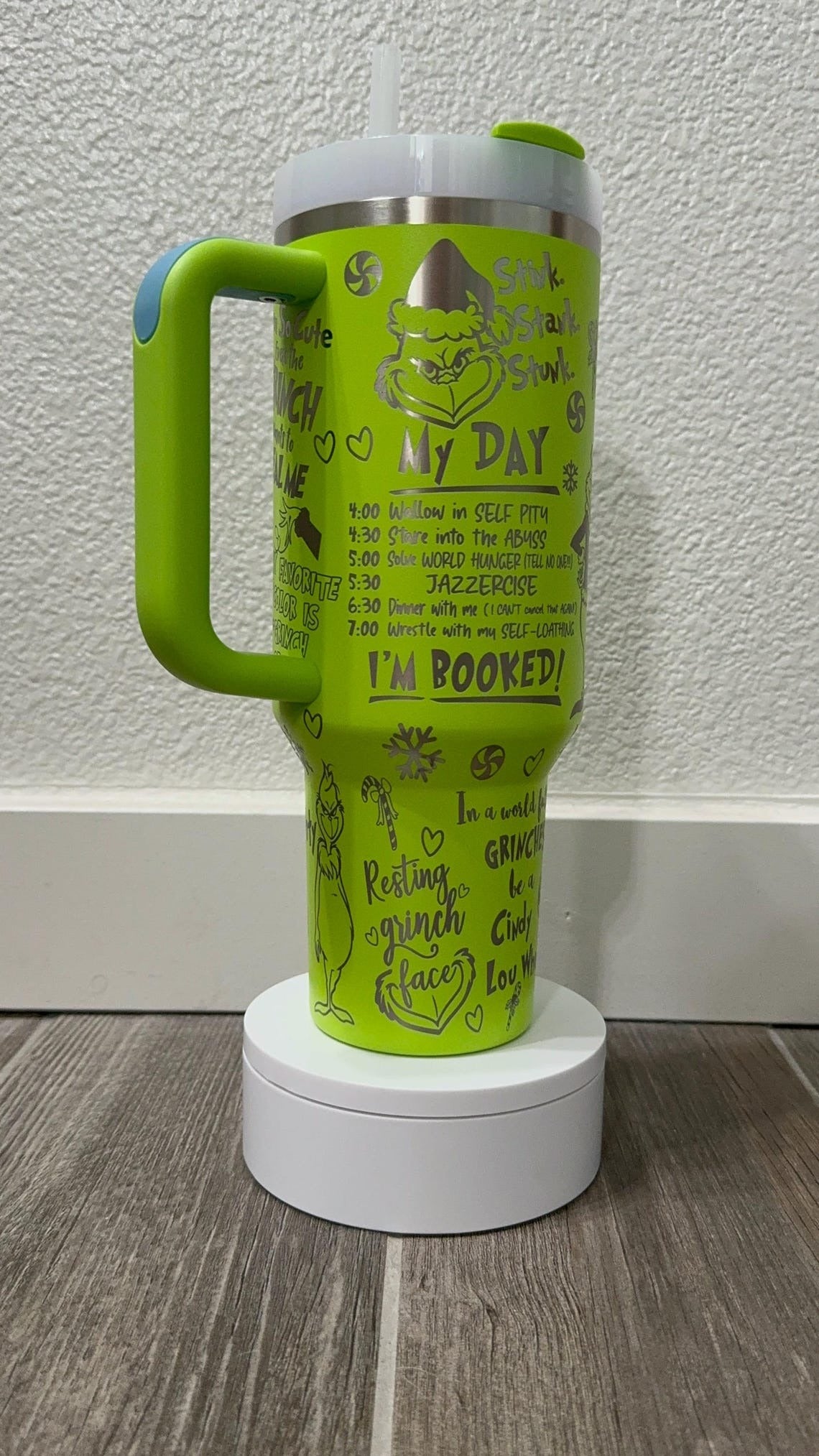 Stink Stank Stunk Grinch Tumbler, Funny Christmas Mug, Holiday Quote Design, Cute Insulated Travel Cup