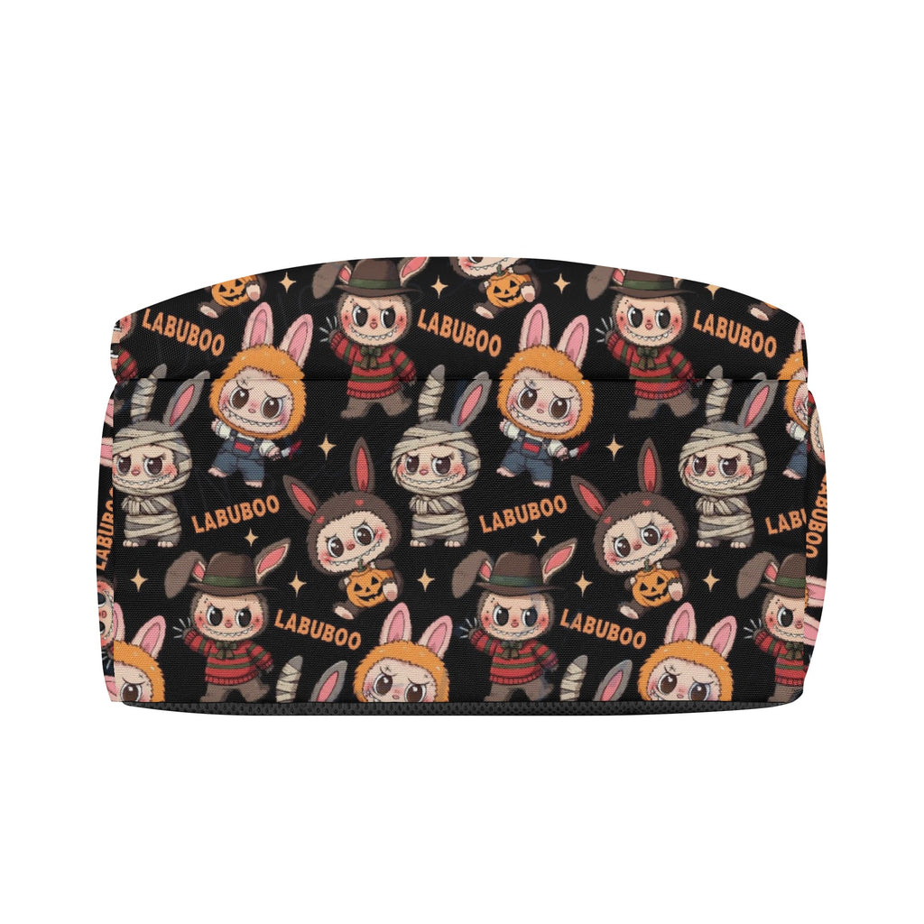 Spooky Labubu Halloween Backpack, Horror Costume Cartoon School Bag with Freddy, Jason, Mummy & Pumpkins, Creepy Cute Bookbag for Fans BPGR07