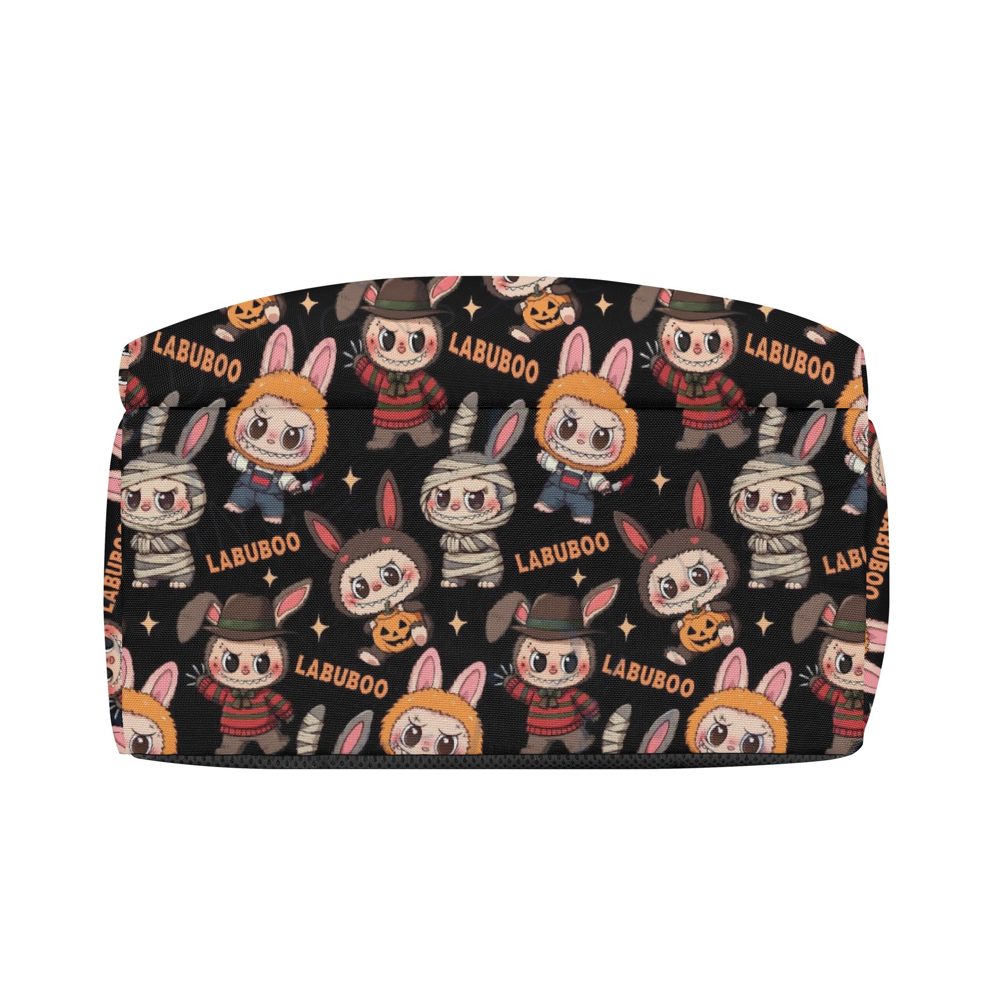 Spooky Labubu Halloween Backpack, Horror Costume Cartoon School Bag with Freddy, Jason, Mummy & Pumpkins, Creepy Cute Bookbag for Fans BPGR07