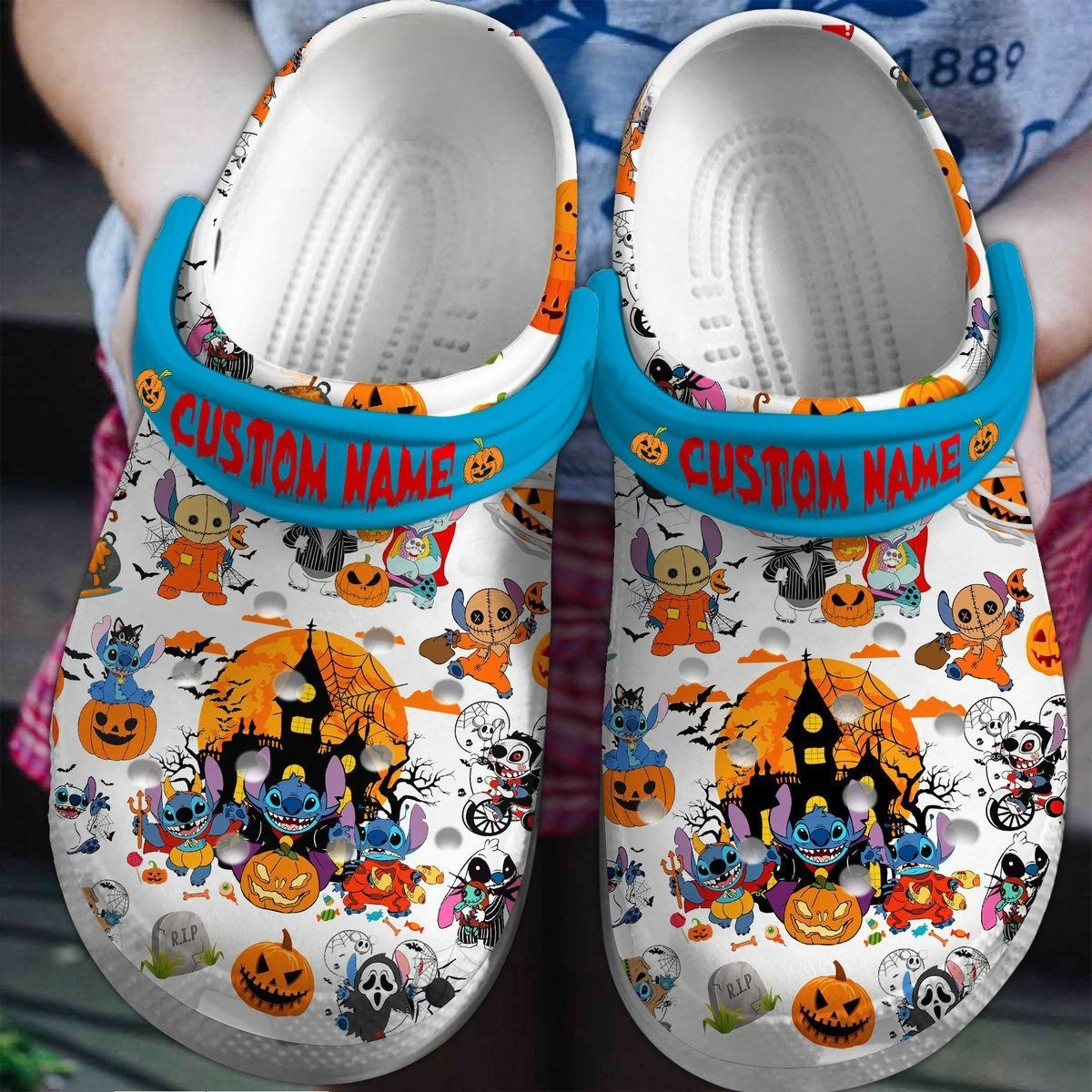 Halloween Stitch Clogs Shoes, Custom Name Shoes, Stitch Shoes, Cartoon Shoes, Stitch Halloween Shoes