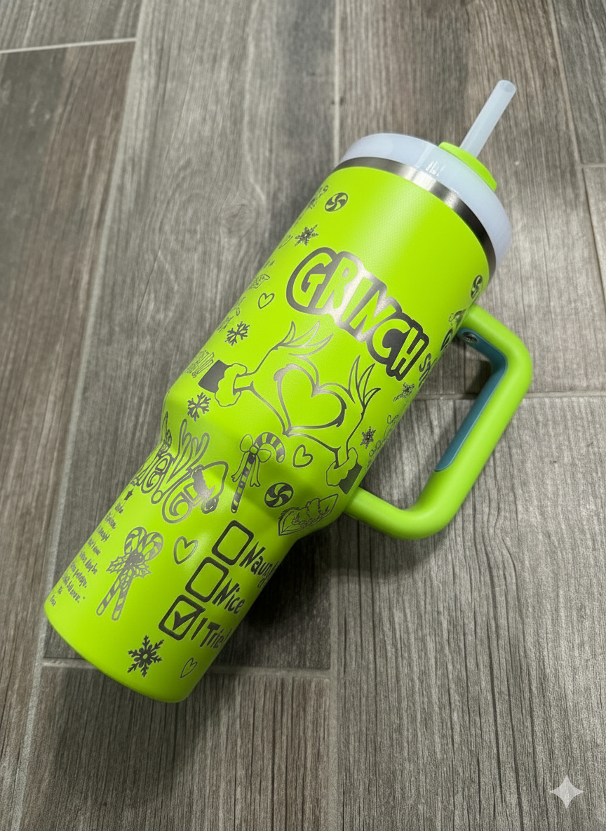 Stink Stank Stunk Grinch Tumbler, Funny Christmas Mug, Holiday Quote Design, Cute Insulated Travel Cup